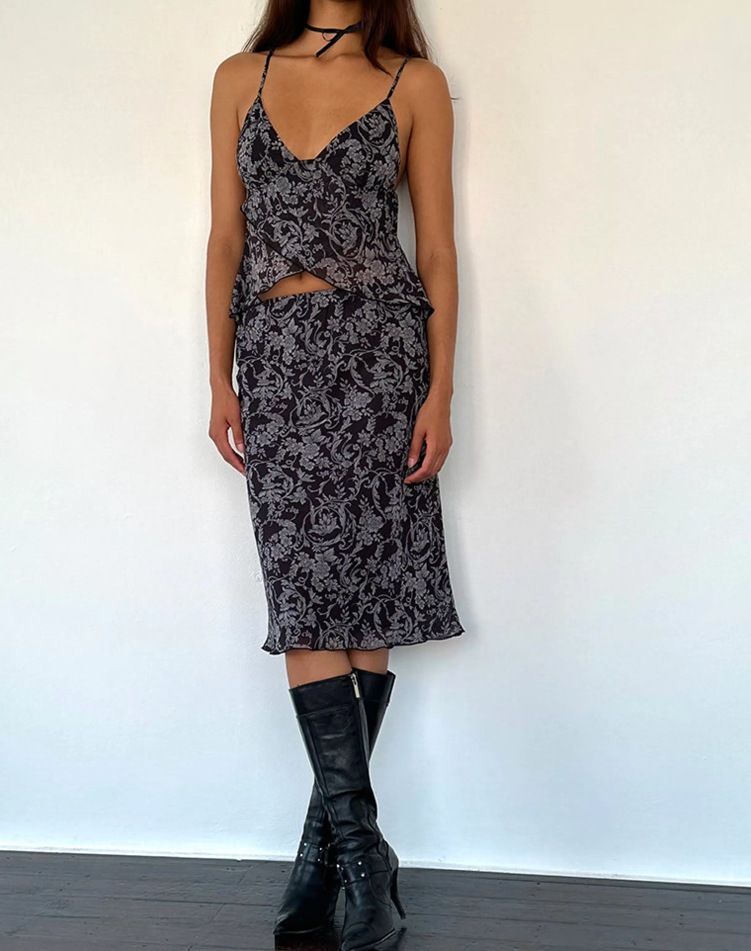 Flash Sale Abetzi Midi Skirt In Baroque Black Print A LINE SKIRTS | MIDI SKIRTS