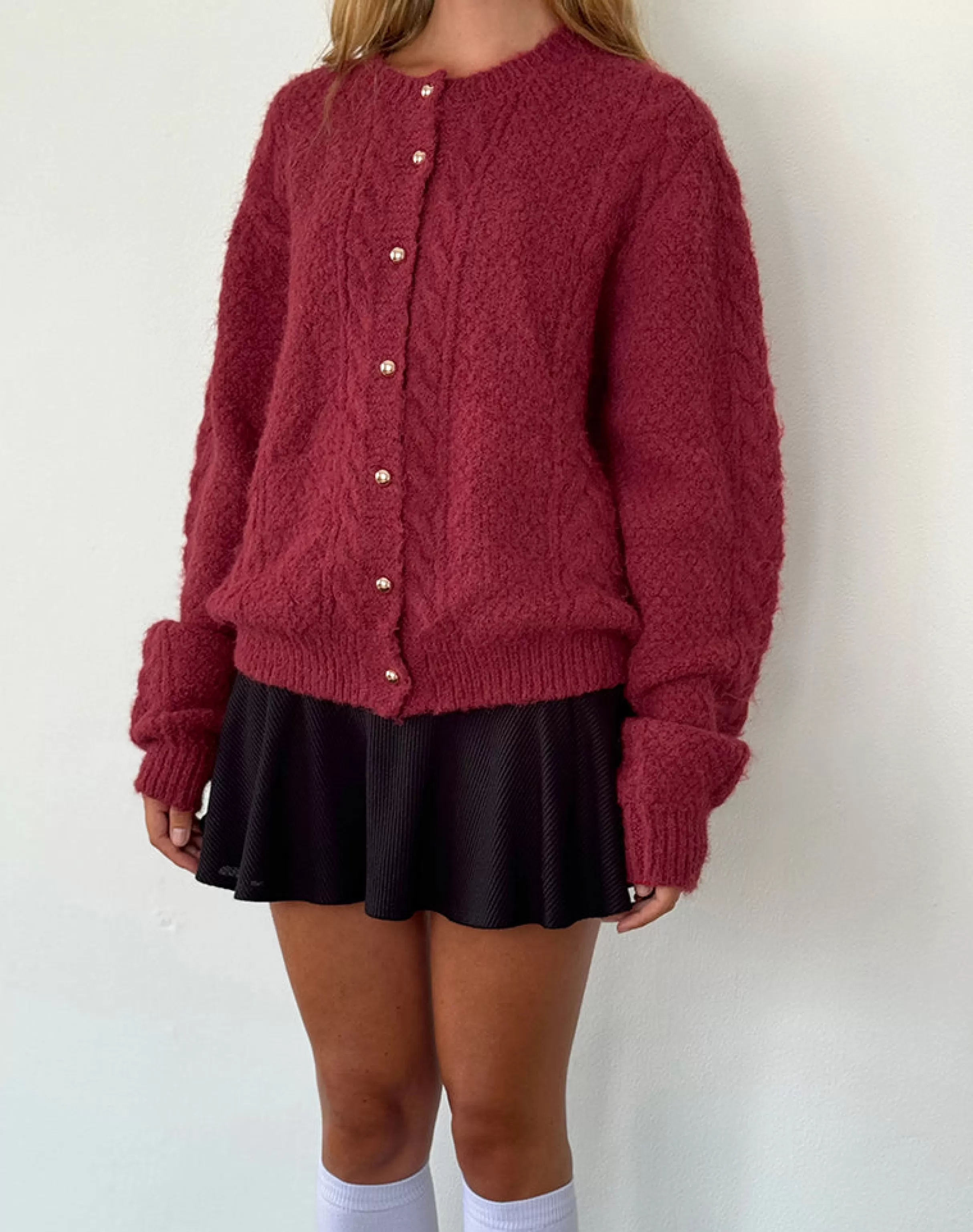 Flash Sale Aceso Cardigan In Brush Knit Burgundy CARDIGANS | JUMPERS