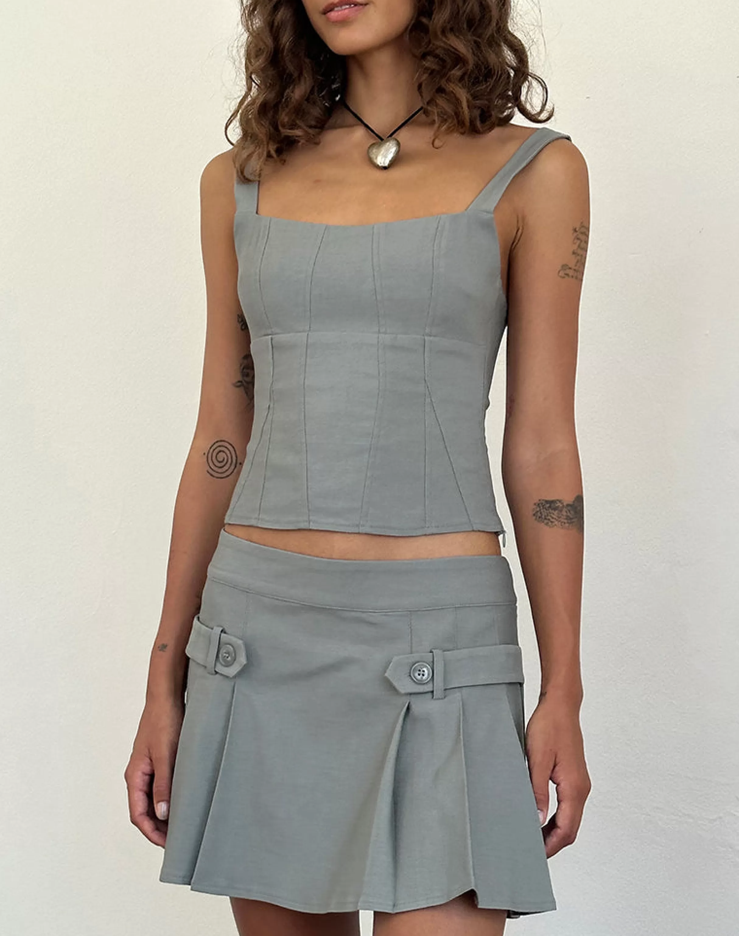 Hot Ahanu Pleated Mini Skirt In Grey NEVERMORE | CO-ORDS