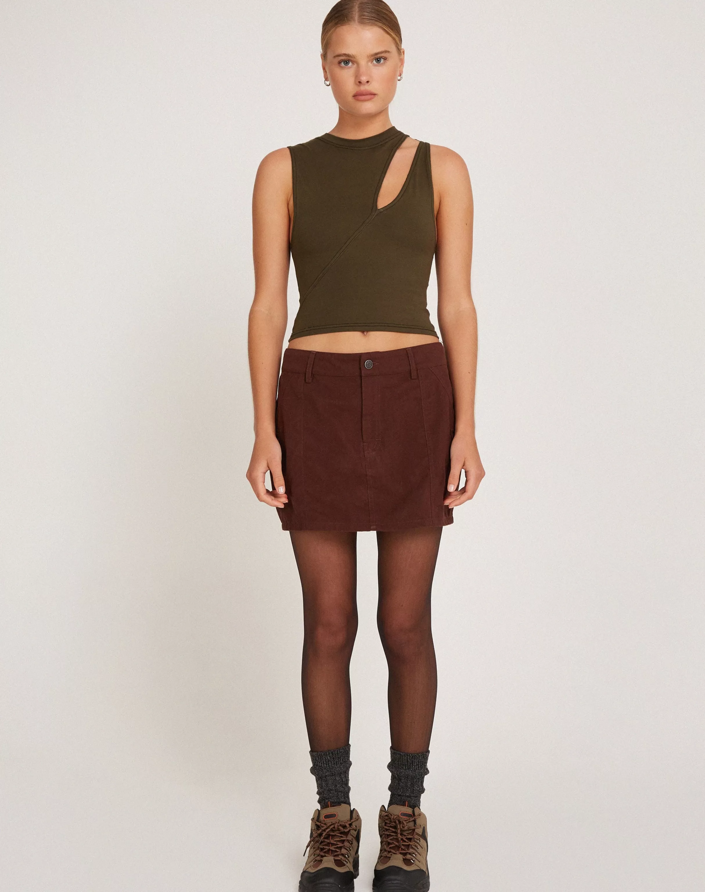 Shop Ajeng Low Rise Cargo Mini Skirt In Seal Brown SALE SKIRTS
