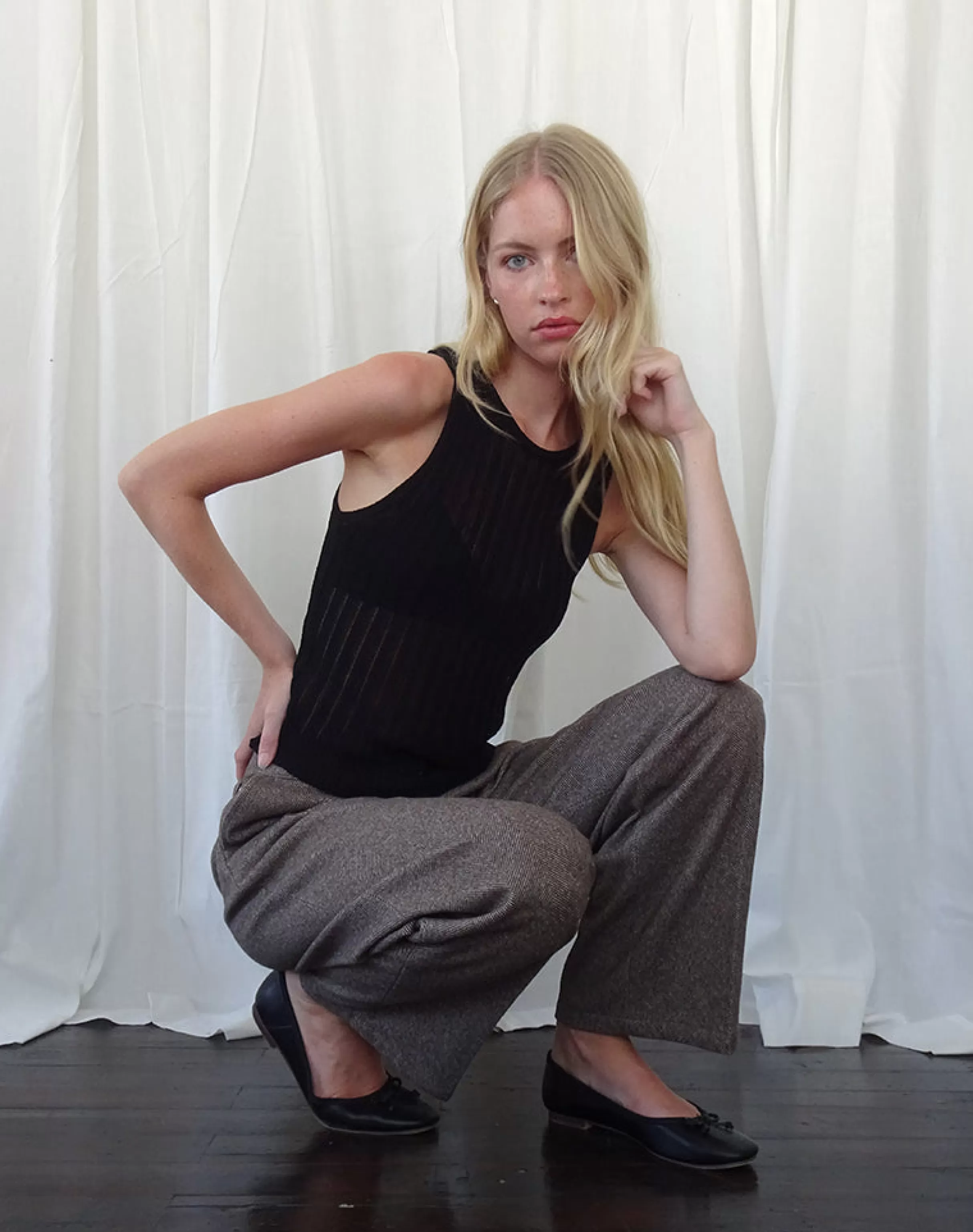 Sale Alessia Vest Top In Wide Rib Knit Black VEST TOPS