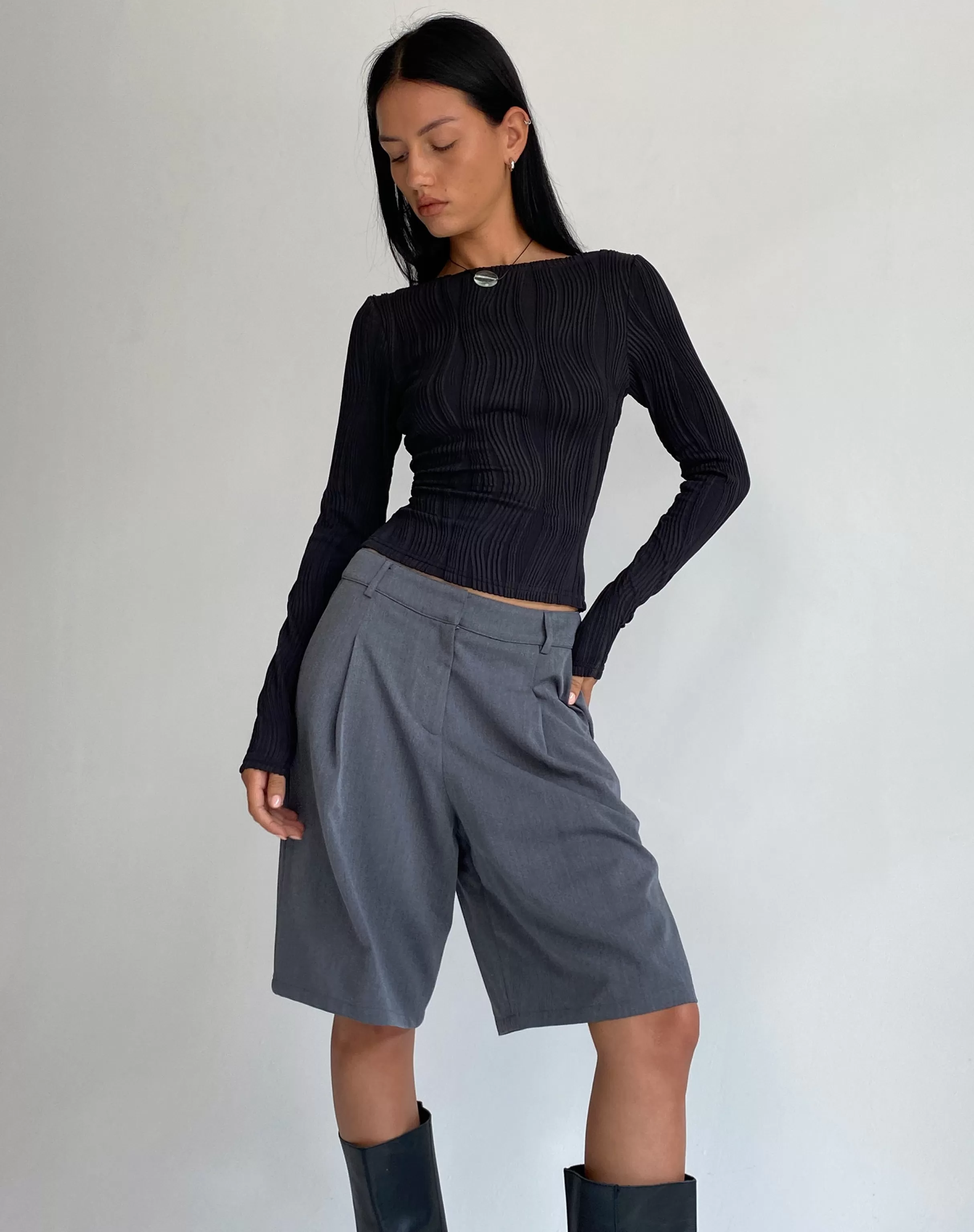 Online Amabon Long Sleeve Crop Top In LONG SLEEVE TOPS