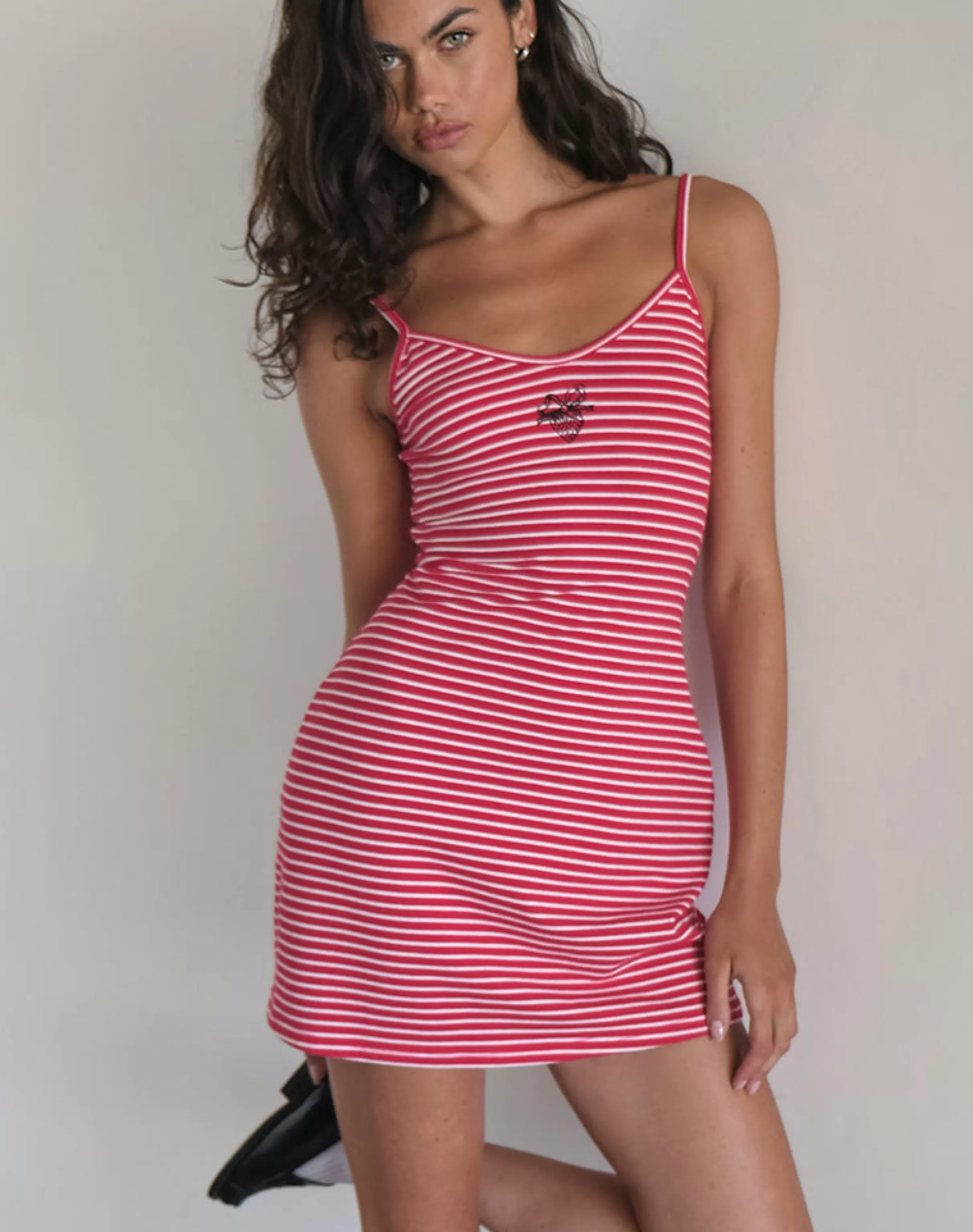 Hot Anzhelina Strappy Mini Dress In Red And White Stripe With Strawberry Emb SWEET AS PIE | DAY DRESSES
