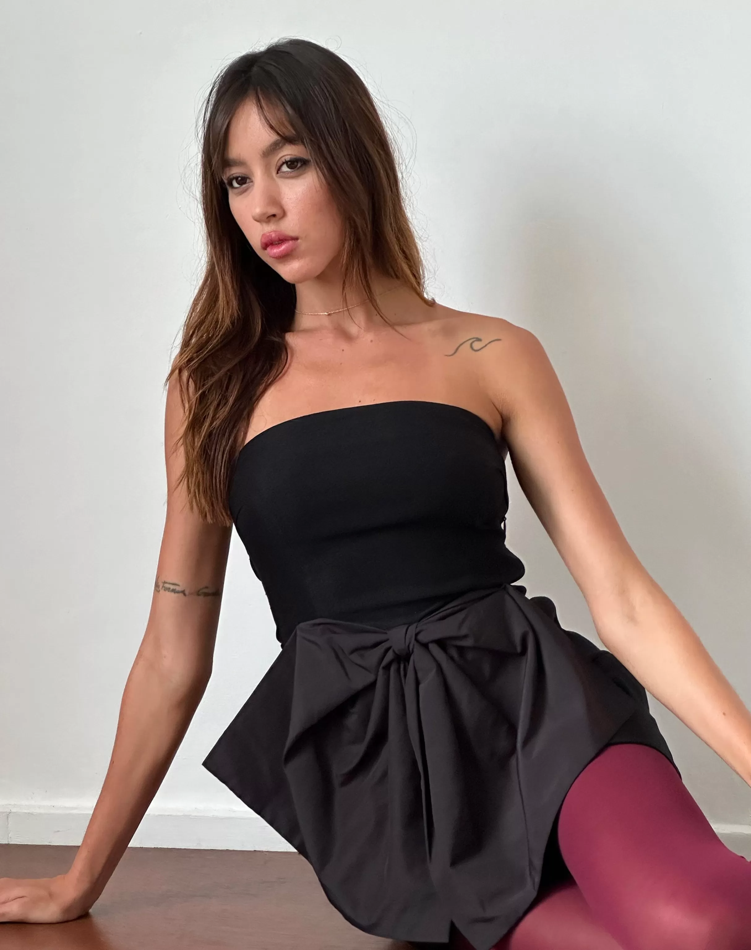 Hot Ardeola Oversized Bow Mini Tailored Dress In Black SALE DRESSES | LITTLE BLACK DRESSES