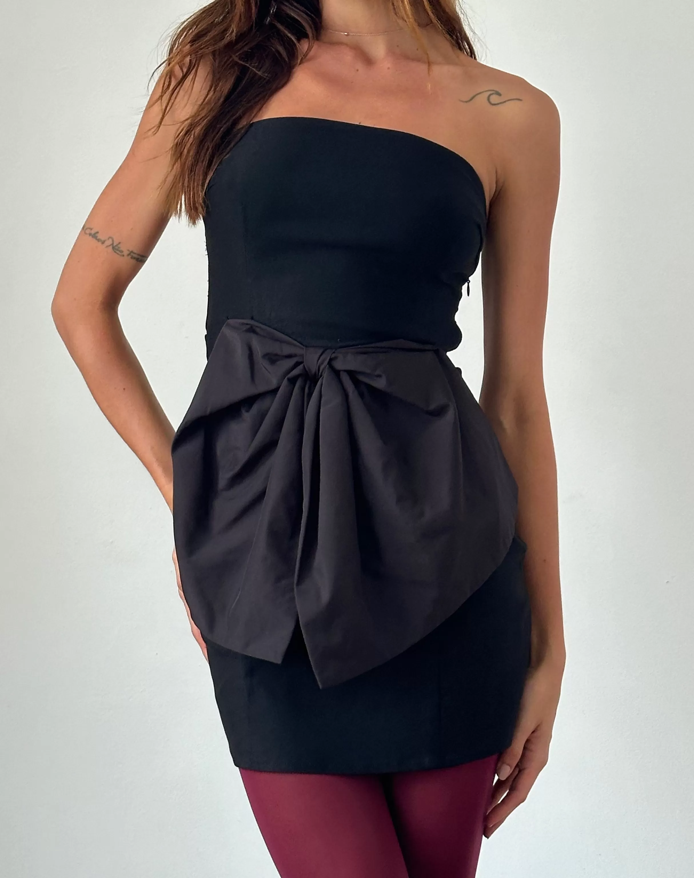 Hot Ardeola Oversized Bow Mini Tailored Dress In Black SALE DRESSES | LITTLE BLACK DRESSES