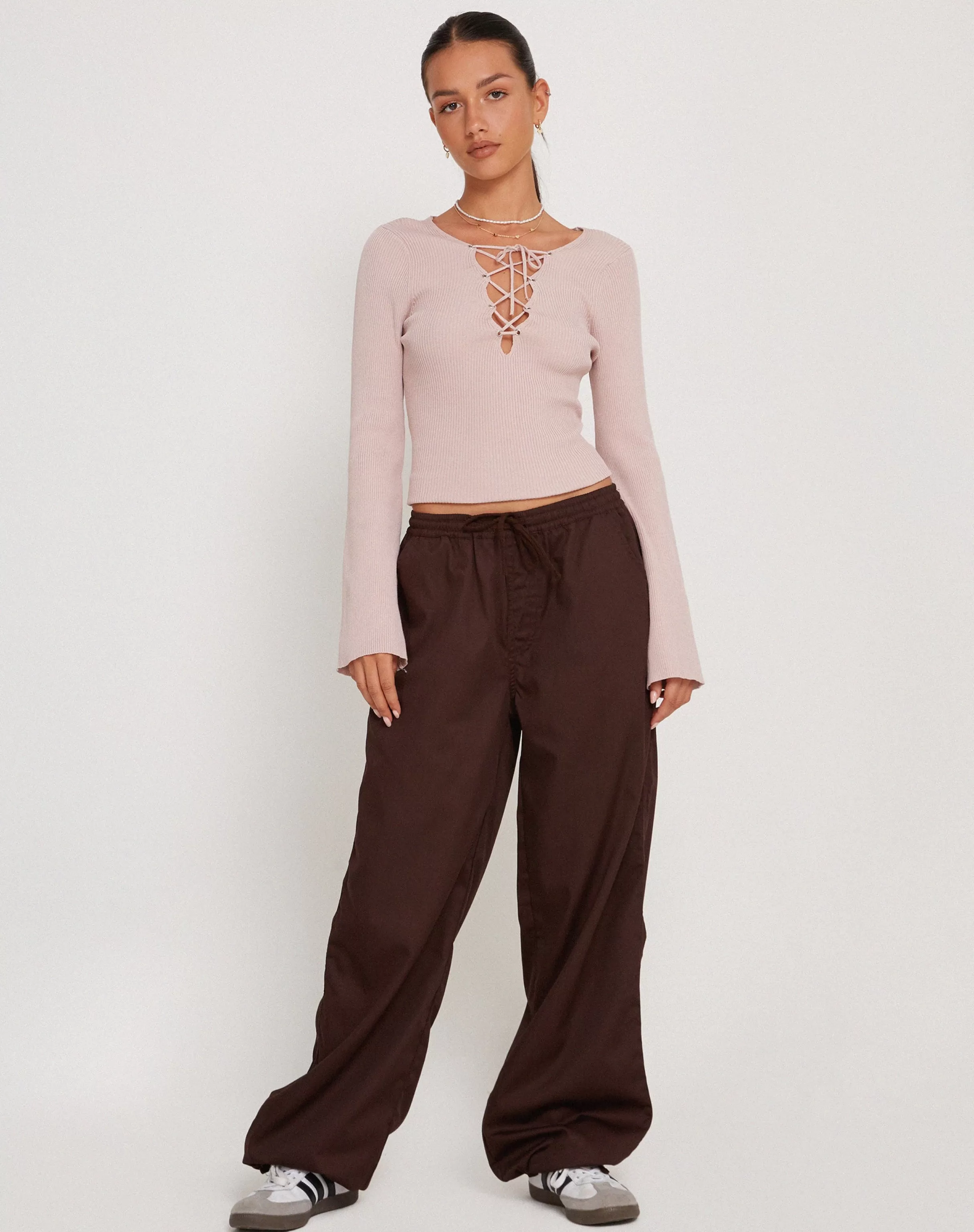 Clearance Arleth Trouser In Brown WIDE LEG TROUSERS | LOW RISE TROUSERS