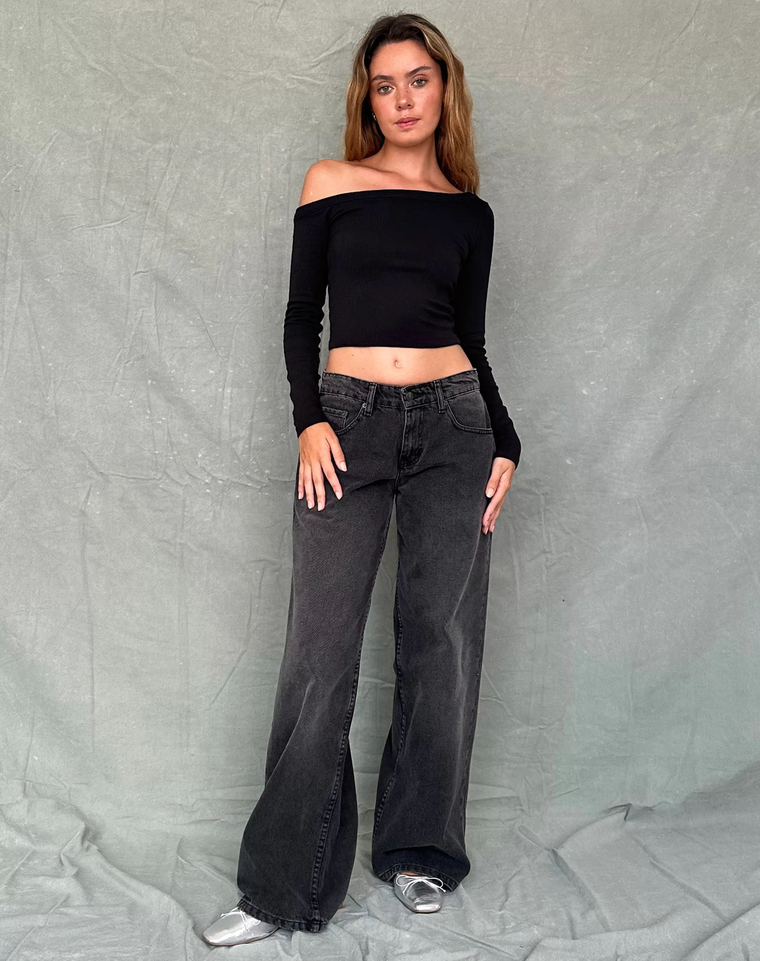 Cheap Ashia Asymmetric Long Sleeve Top In Super Soft Thick Rib LONG SLEEVE TOPS