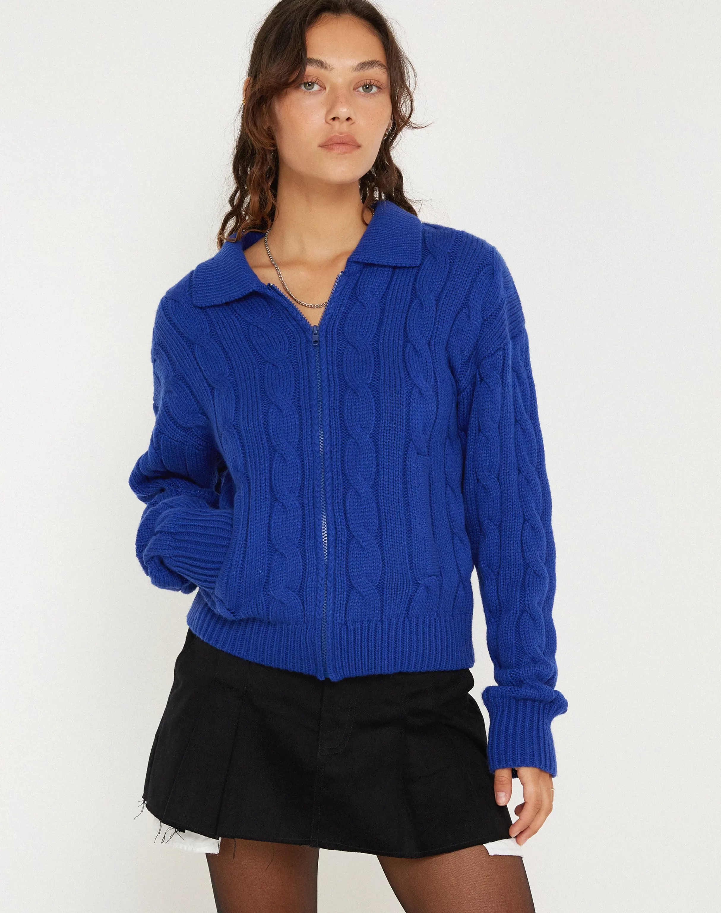 Sale Atasya Knit Jacket In Cobalt SALE KNITWEAR | SALE COATS & JACKETS
