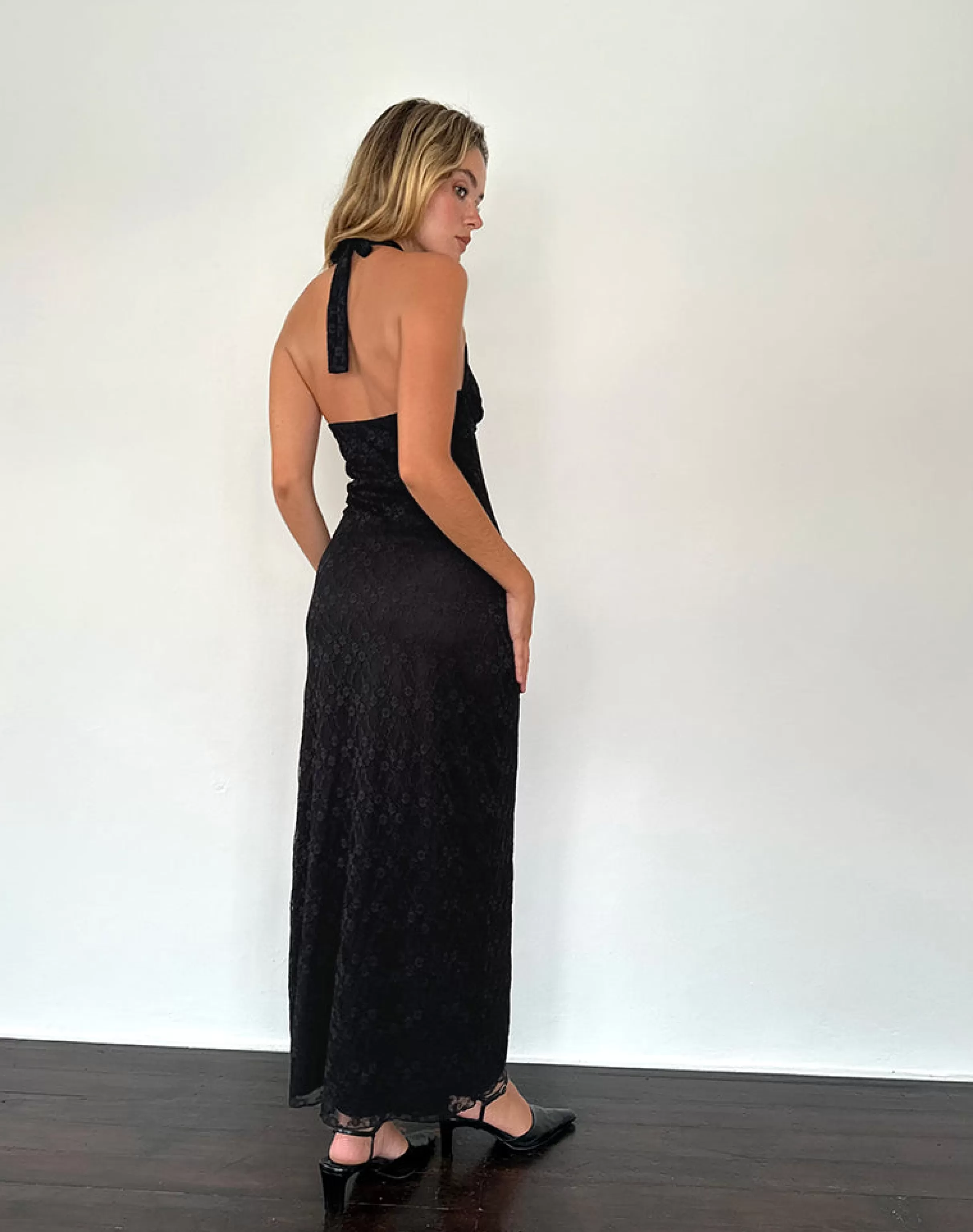 Online Atma Halterneck Maxi Dress In Canina Lace Black BODYCON DRESSES | MAXI DRESSES