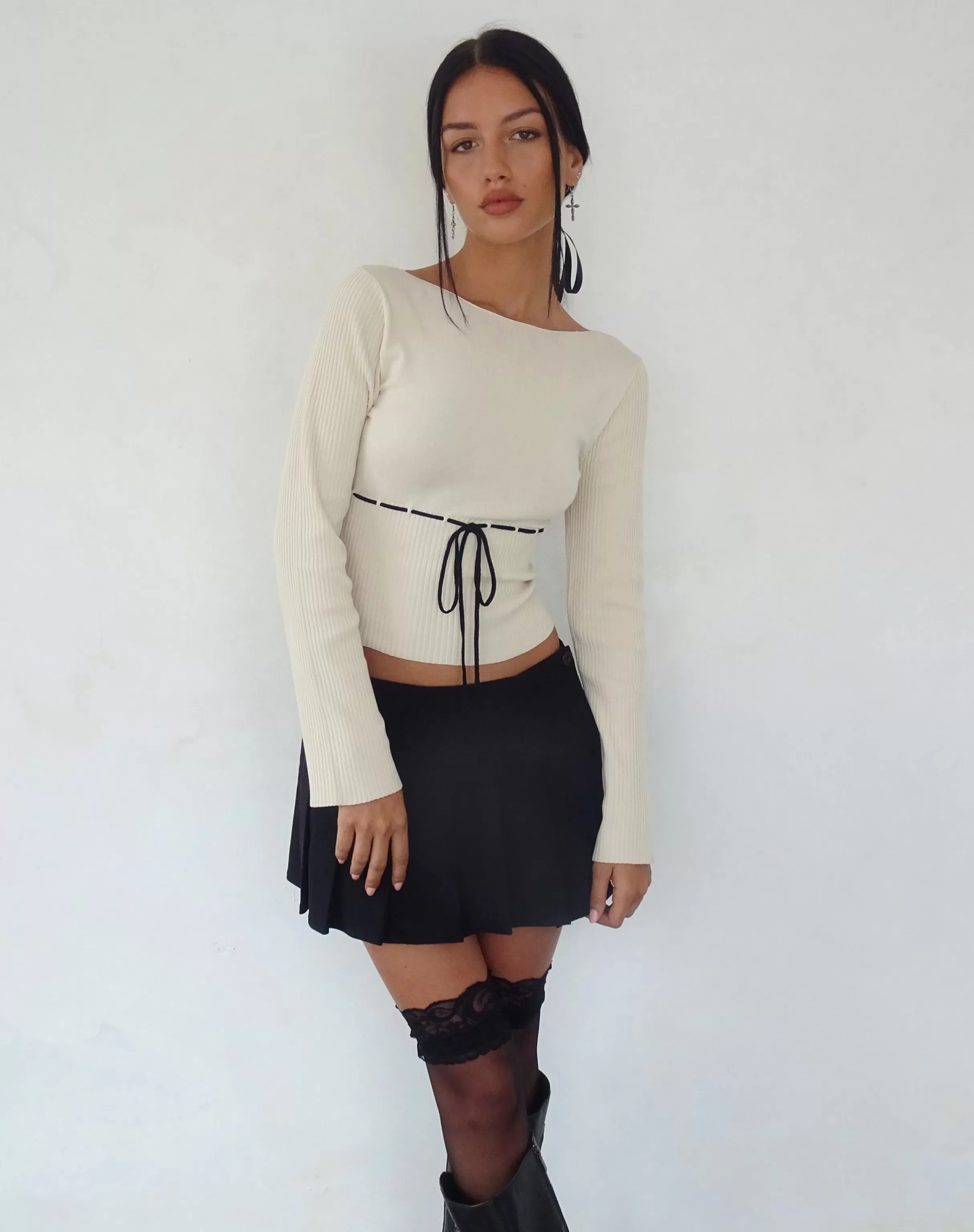 Fashion Awdella Knitted Long Sleeve Top In BASICS | BASIC TOPS