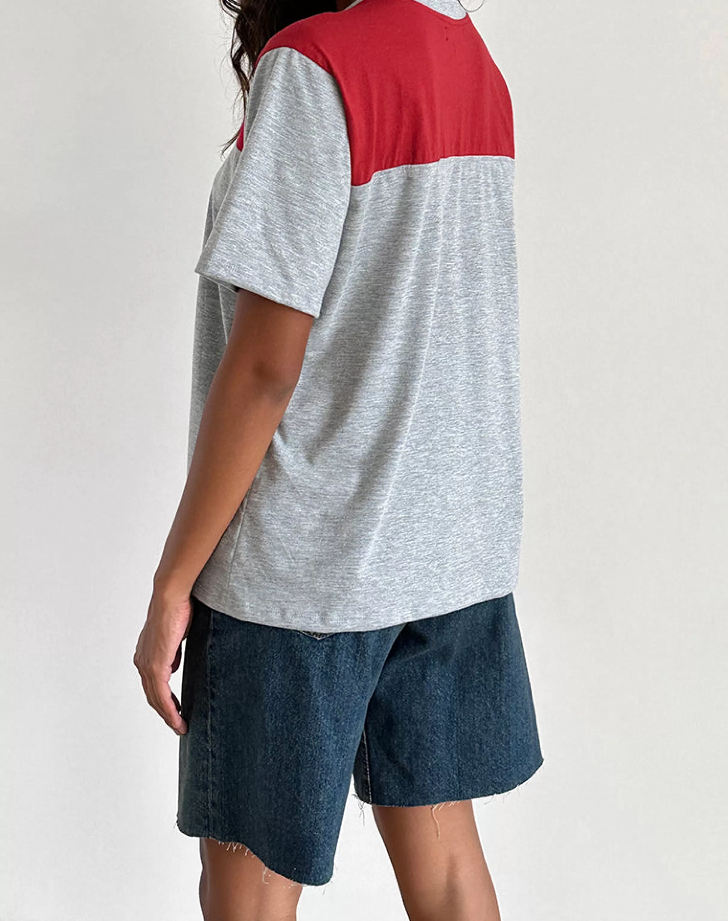 New Balap Oversized Top In Grey Marl And Adrenaline Red With '86' Emb LOUNGEWEAR