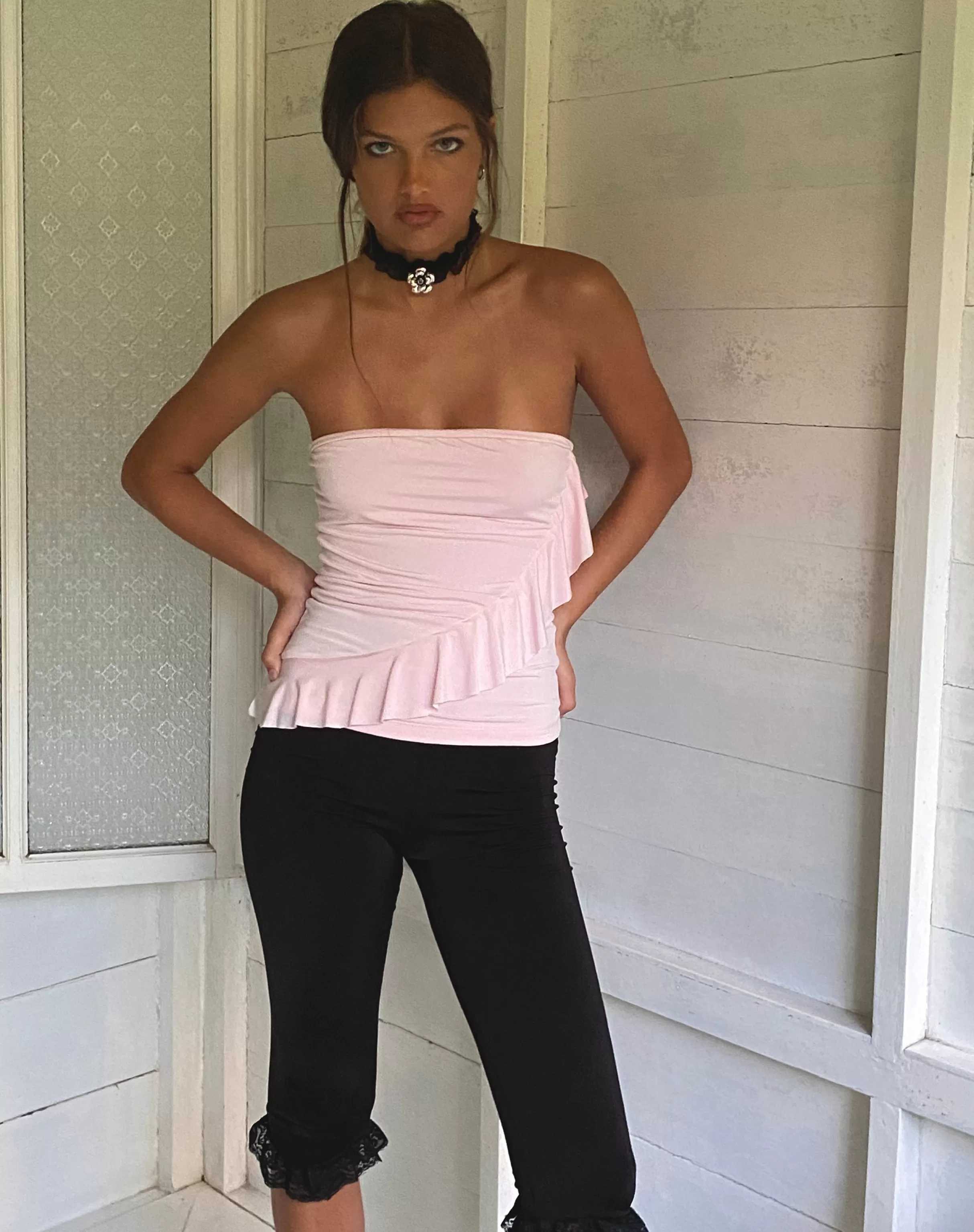 Outlet Baylin Ruffle Bandeau Top In Baby Pink BANDEAU TOPS