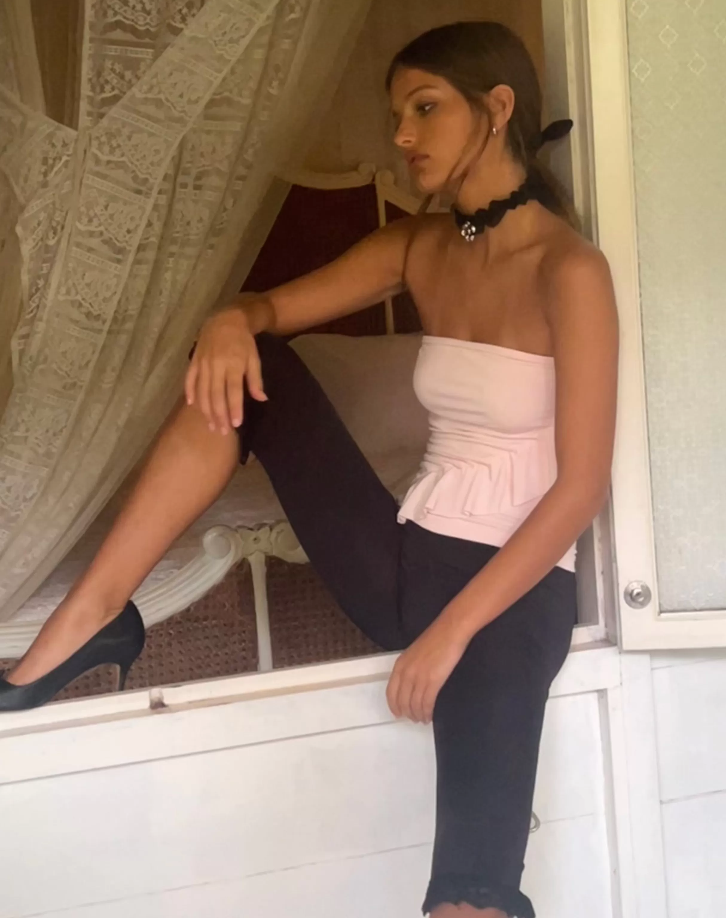 Outlet Baylin Ruffle Bandeau Top In Baby Pink BANDEAU TOPS