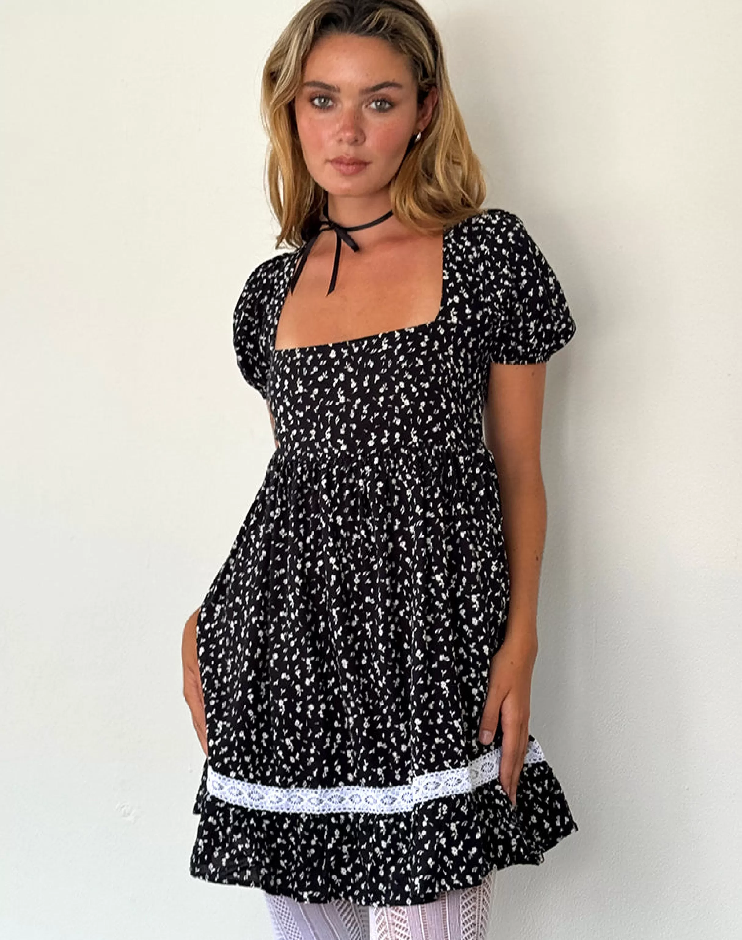 Outlet Beling Mini Tea Dress In Black Ditsy Romance DAY DRESSES | SUMMER DRESSES