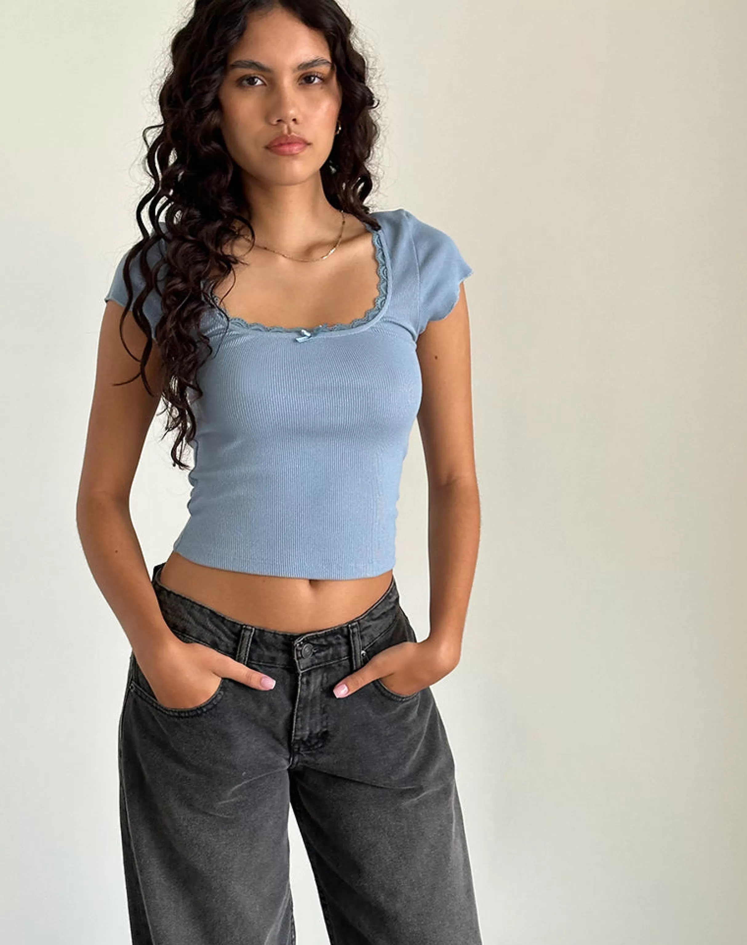 Shop Bovillo Cap Sleeve Top In BASICS | BASIC TOPS