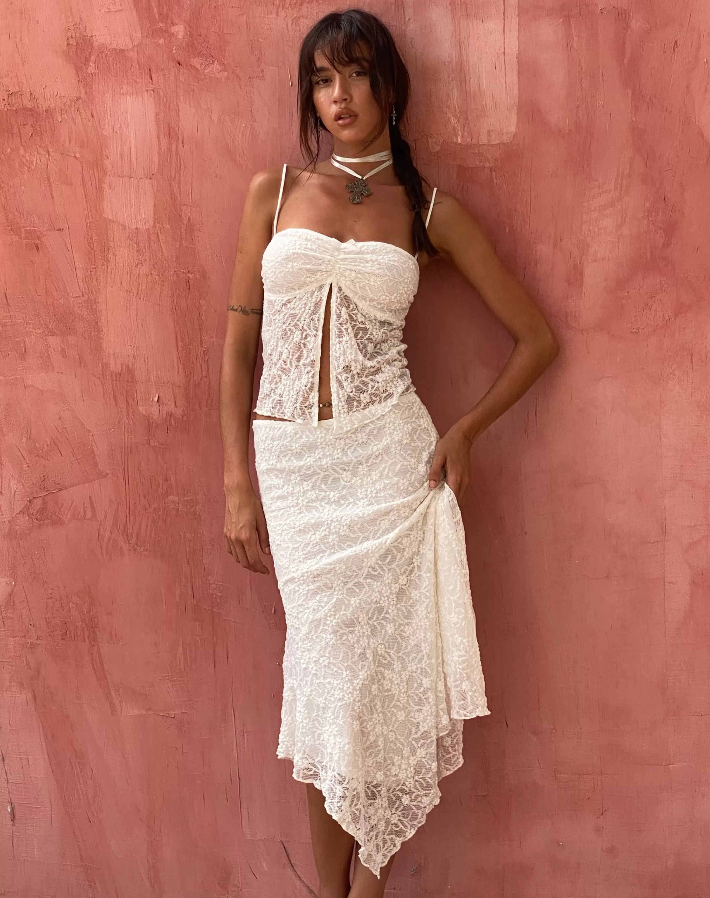 Hot Briony Butterfly Top In Lace Ivory STRAPPY TOPS | LACE TOPS