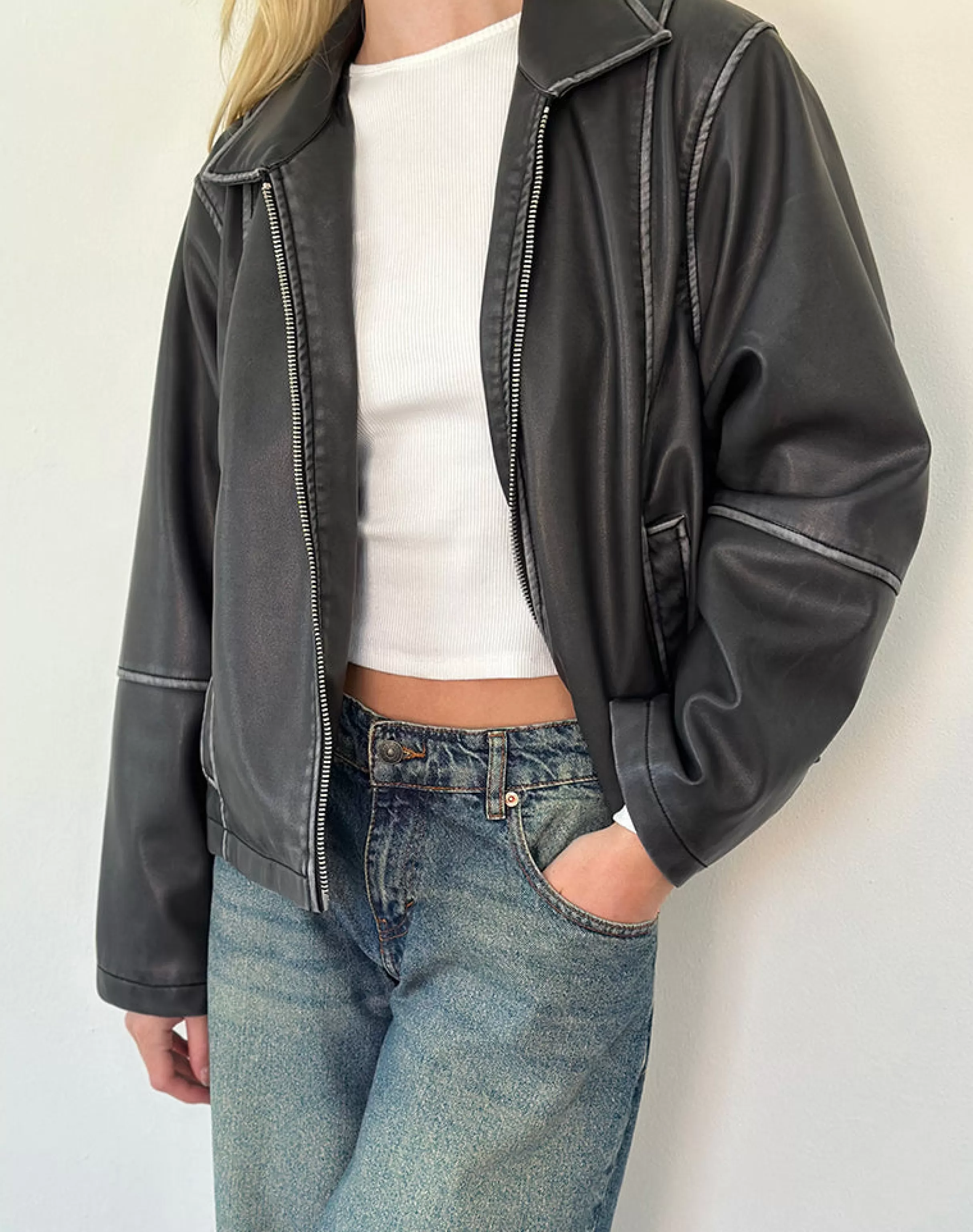 Flash Sale Brittany Distressed Jacket In PU Black PU JACKETS | JACKETS