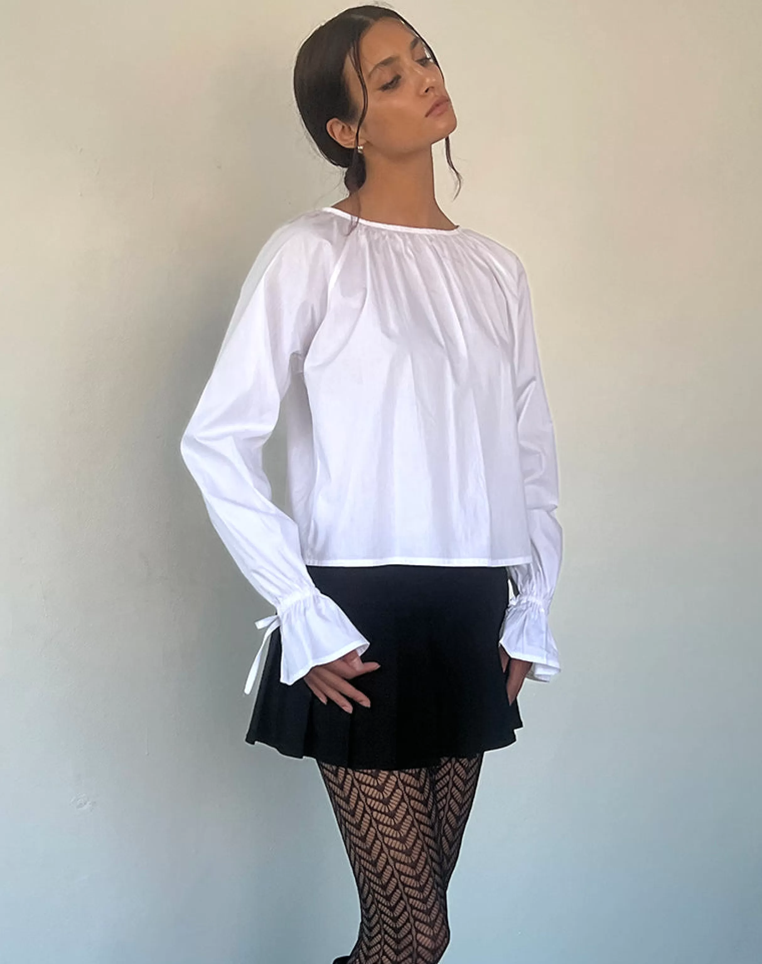 New Bulila Tie Sleeve Blouse In White Poplin SHIRTS AND BLOUSES | LONG SLEEVE TOPS
