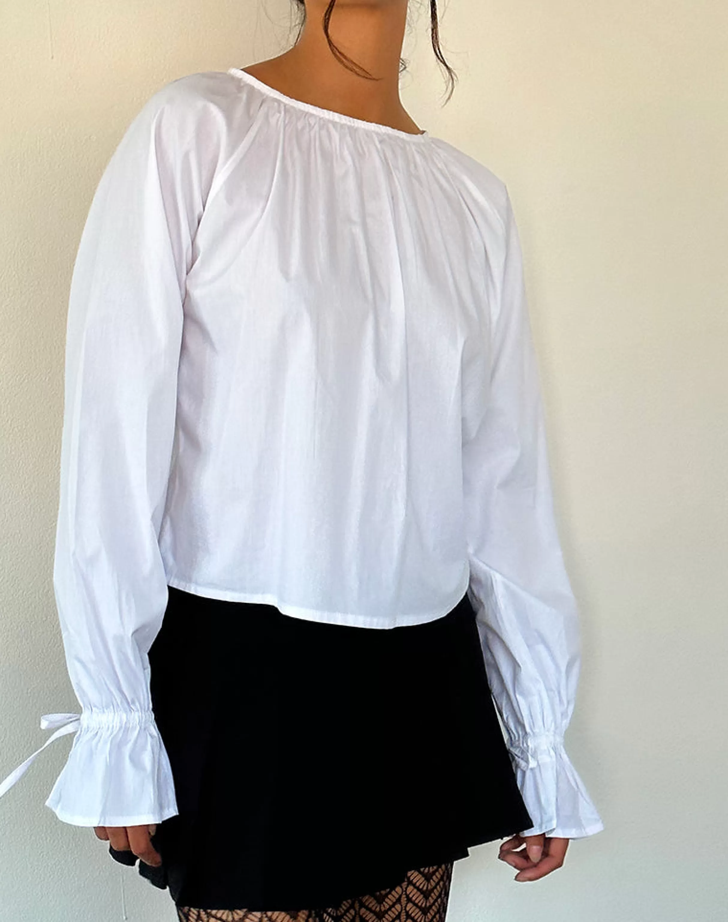 New Bulila Tie Sleeve Blouse In White Poplin SHIRTS AND BLOUSES | LONG SLEEVE TOPS