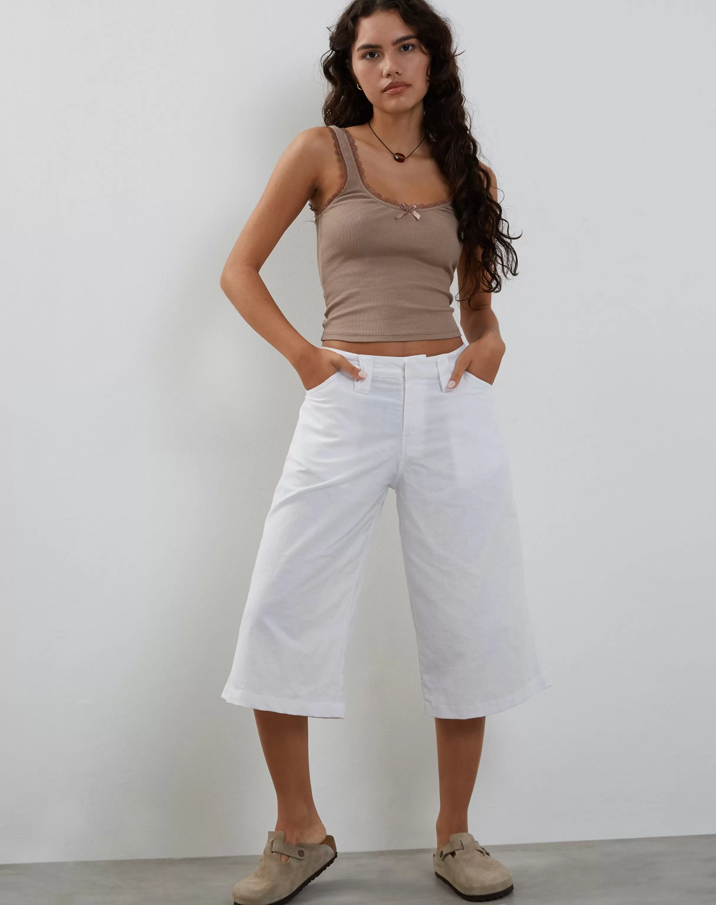 Hot Carillo Lace Trim Vest Top In LACE TOPS
