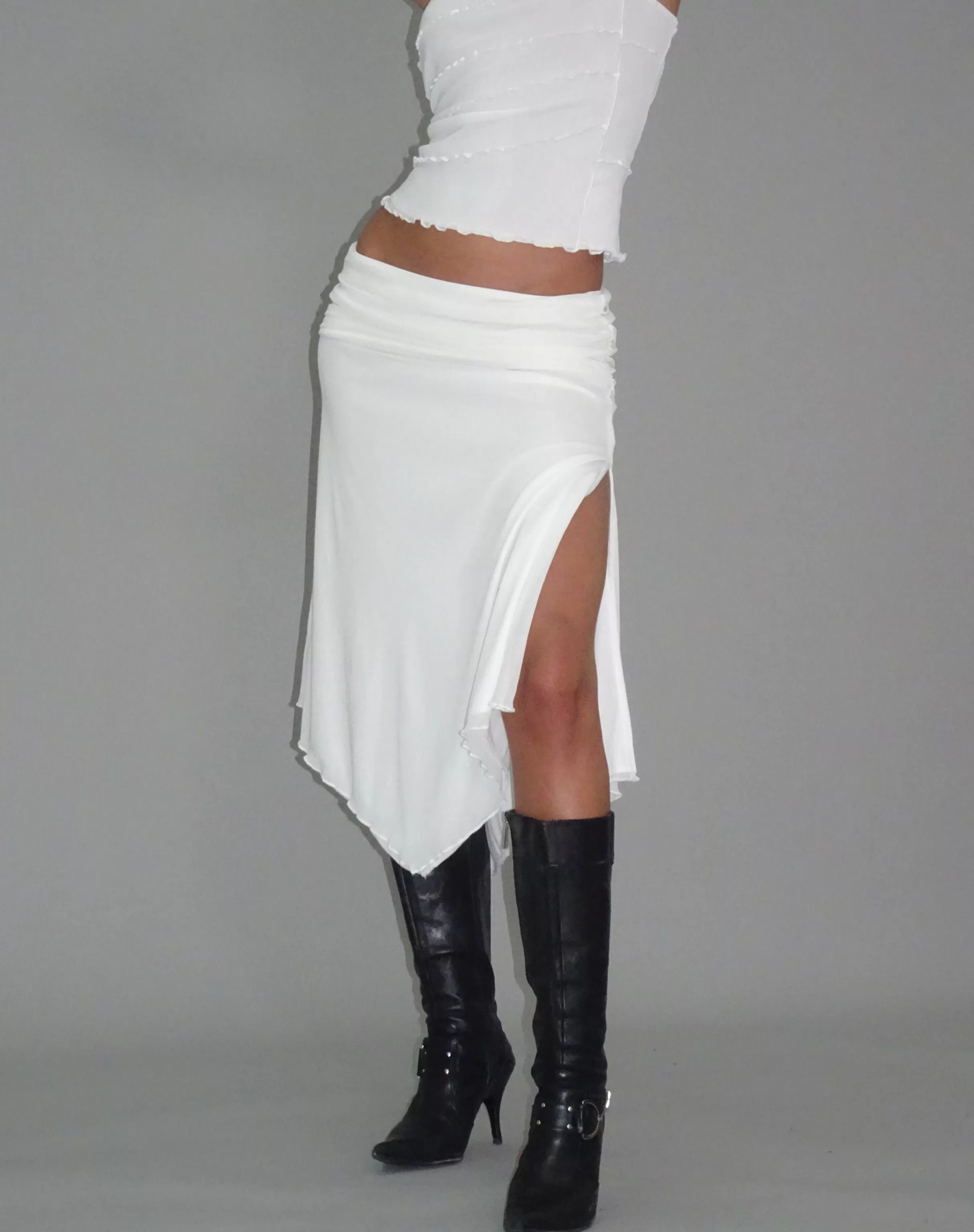 Outlet Chenoa Midi Side Split Skirt In Ivory SALE SKIRTS | MIDI SKIRTS