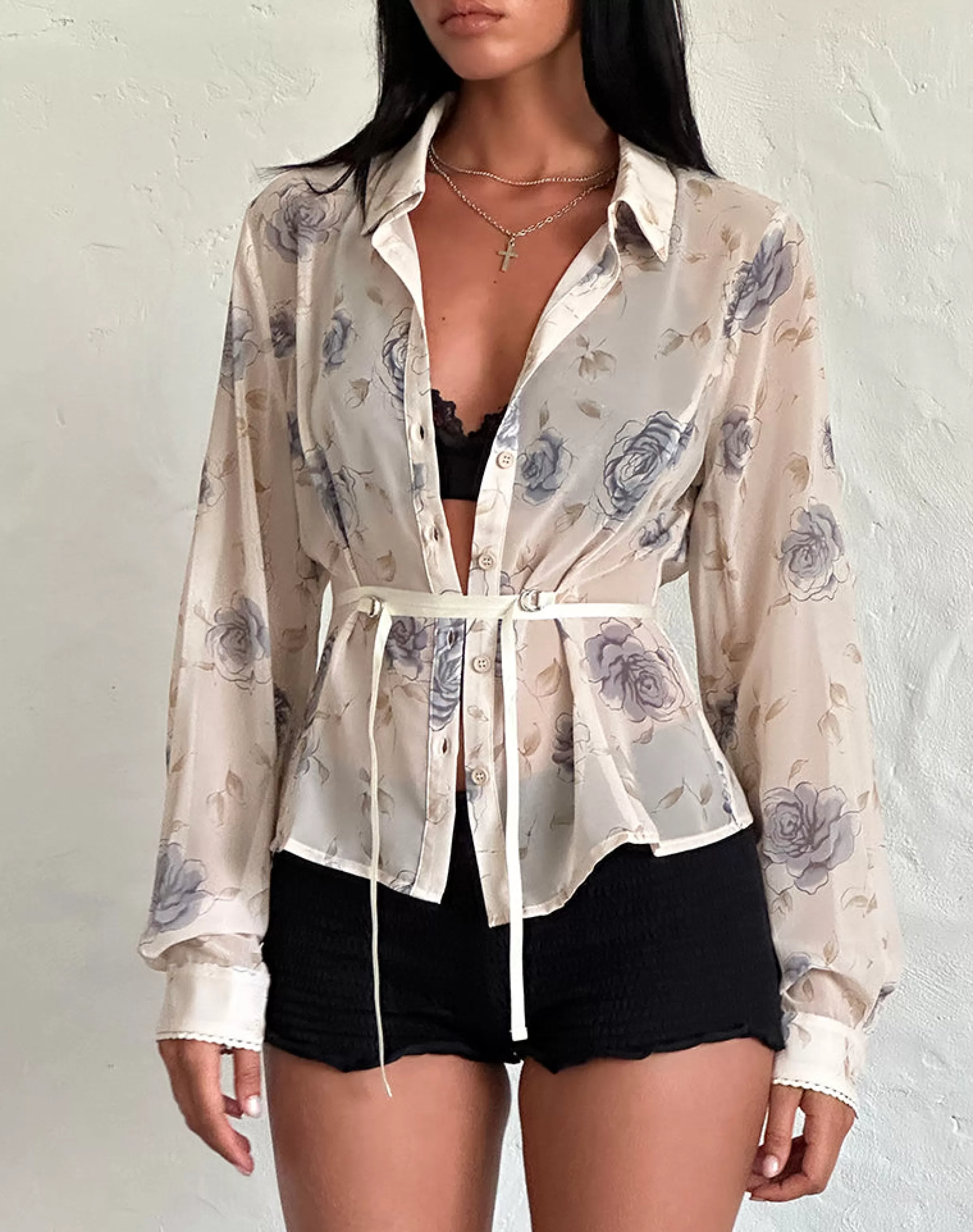 Online Christabel Shirt In Wild Rose Blue NEVERMORE | CO-ORDS