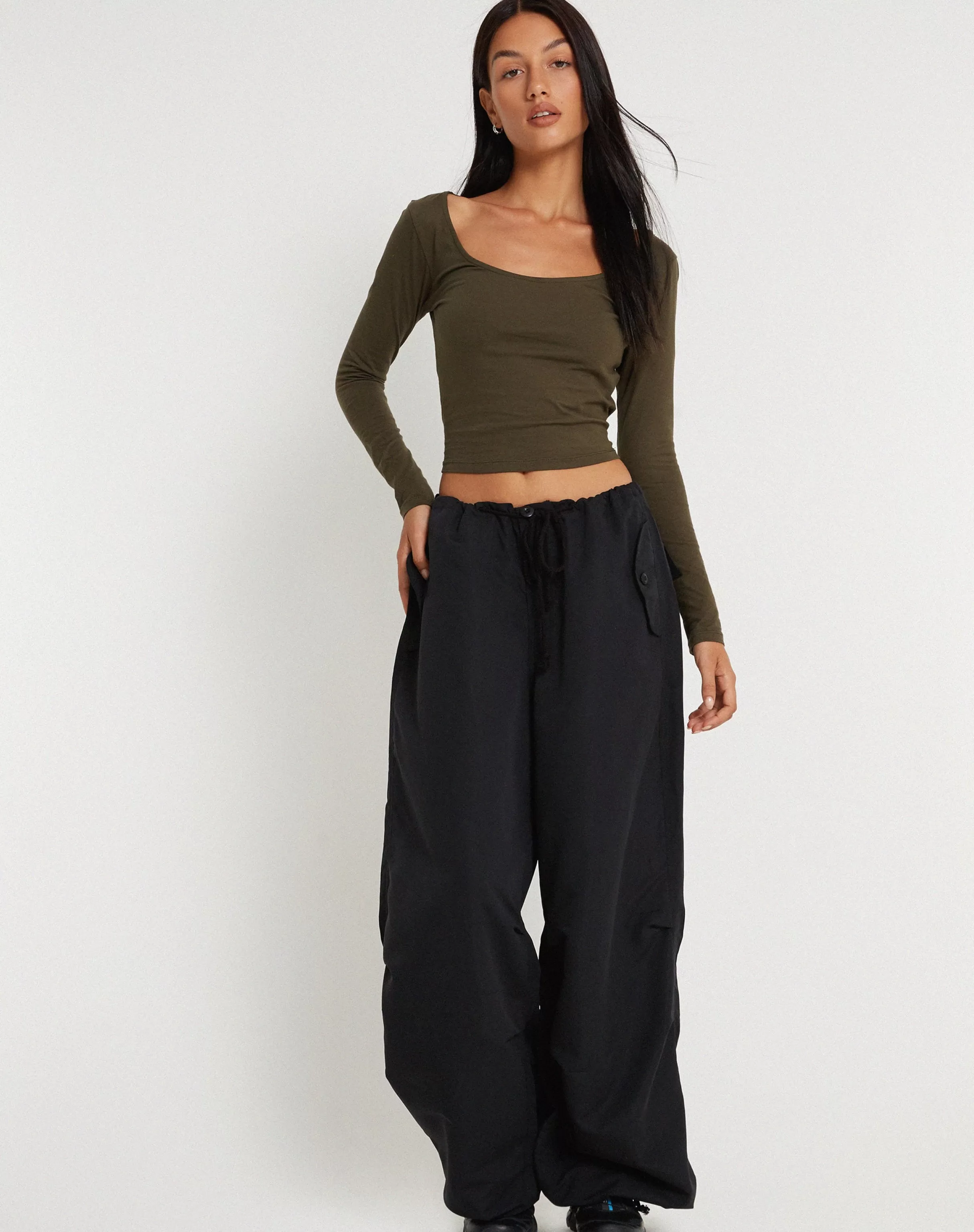 Online Chute Trouser In Microfiber Black LOW RISE TROUSERS