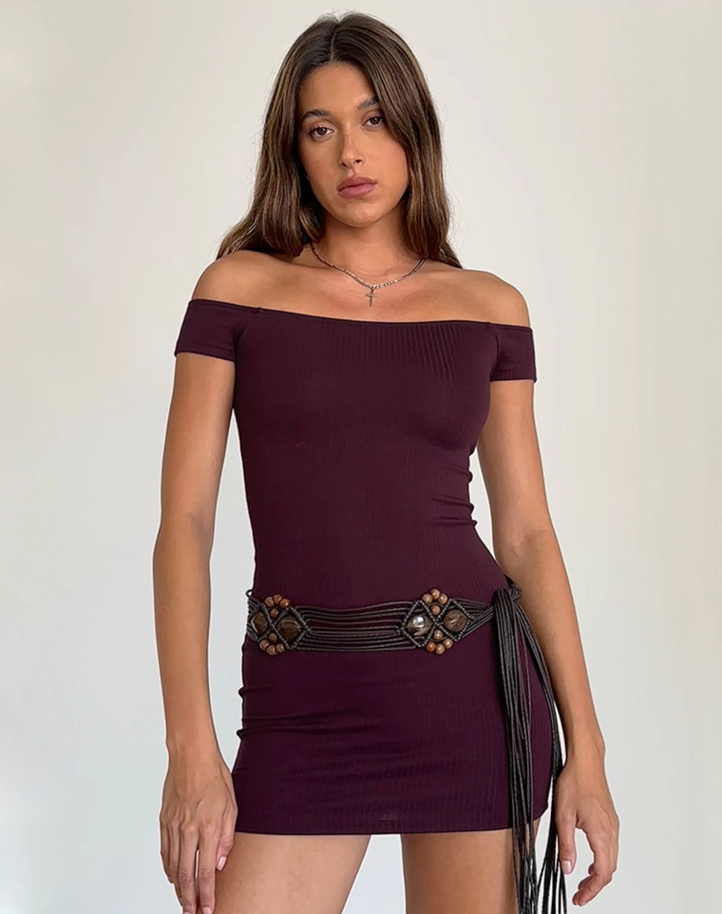 Online Ciya Mini Dress In Thick Rib Oxblood BASICS | BODYCON DRESSES
