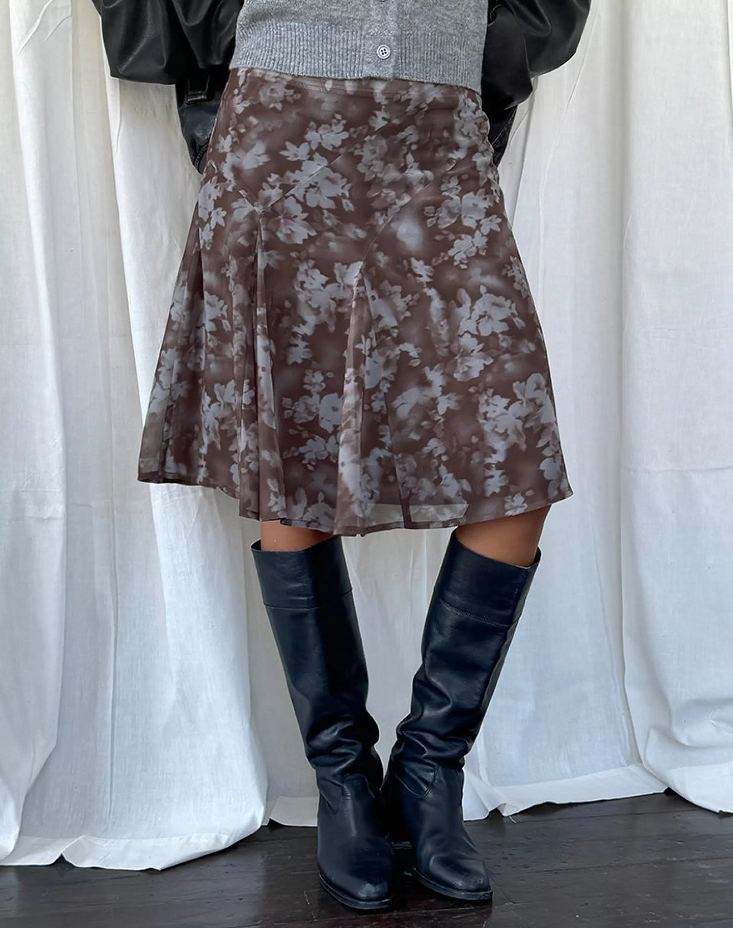Sale Clarita Midi Skirt In Botanical Shadow Brown PRINTED SKIRTS | MIDI SKIRTS