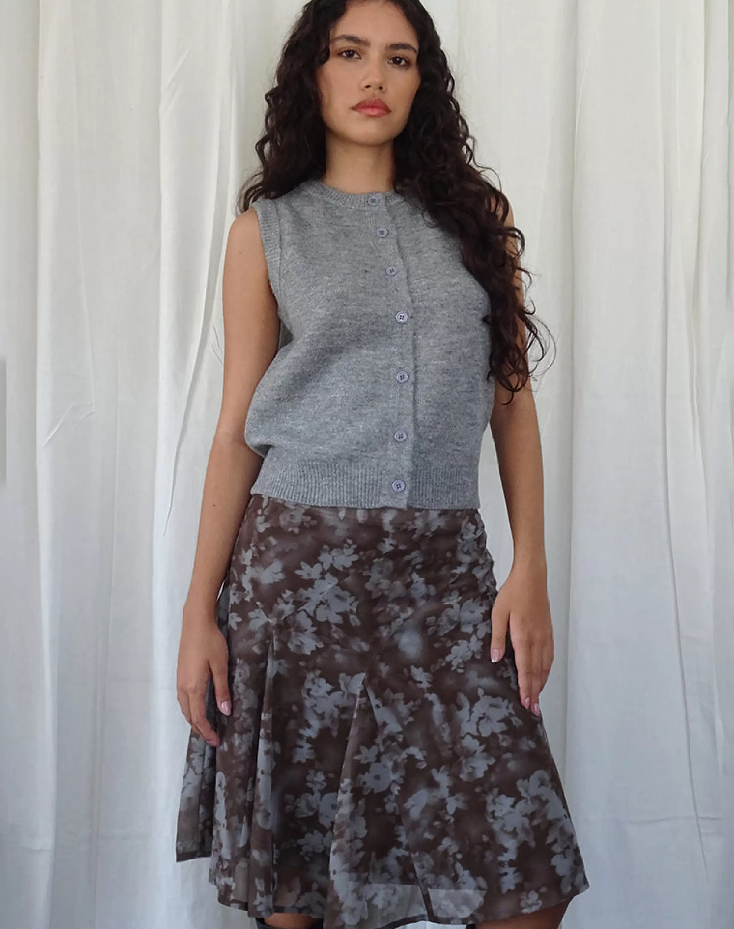 Sale Clarita Midi Skirt In Botanical Shadow Brown PRINTED SKIRTS | MIDI SKIRTS
