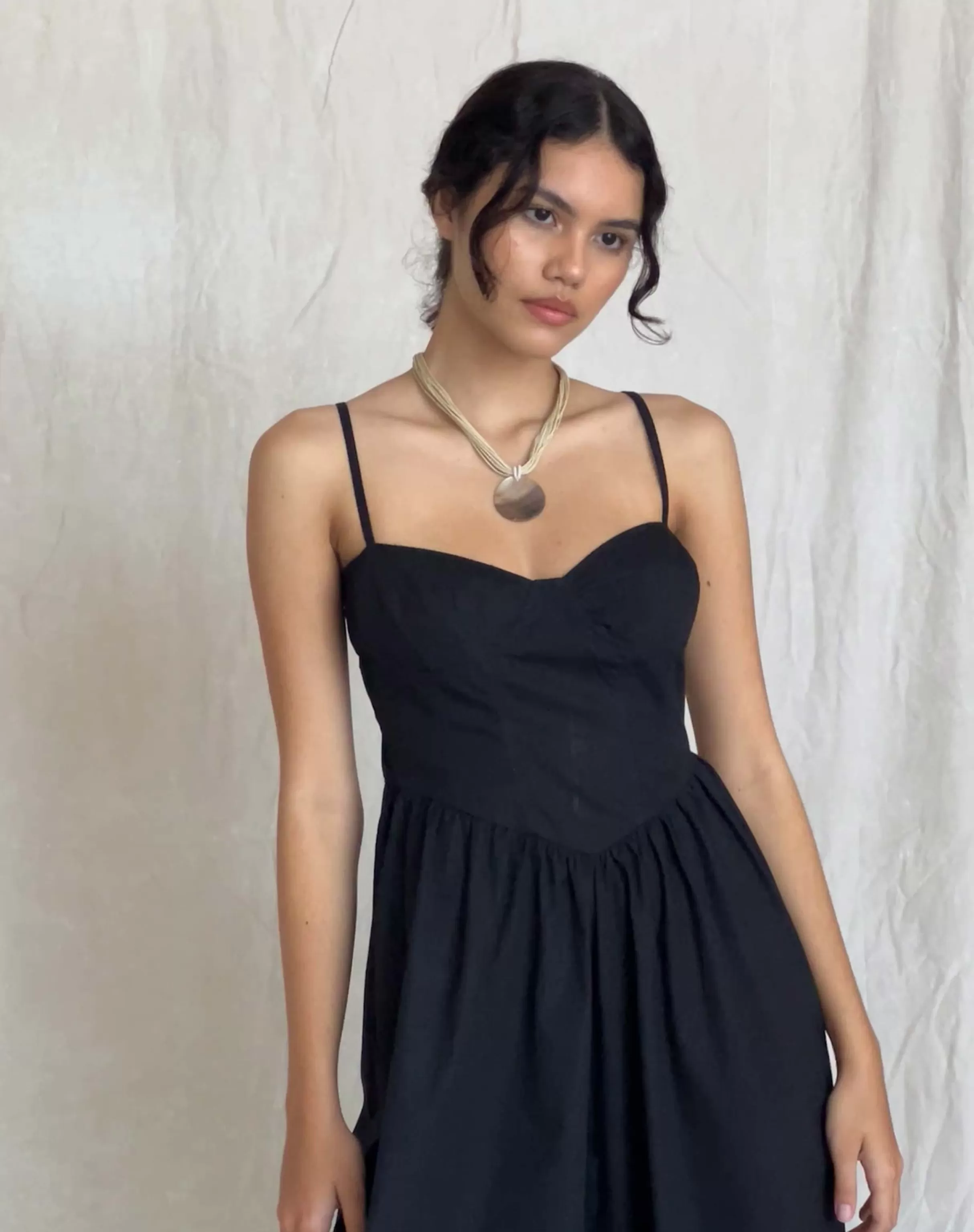 Best Clementine Corset Midi Dress In Black Poplin SALE DRESSES