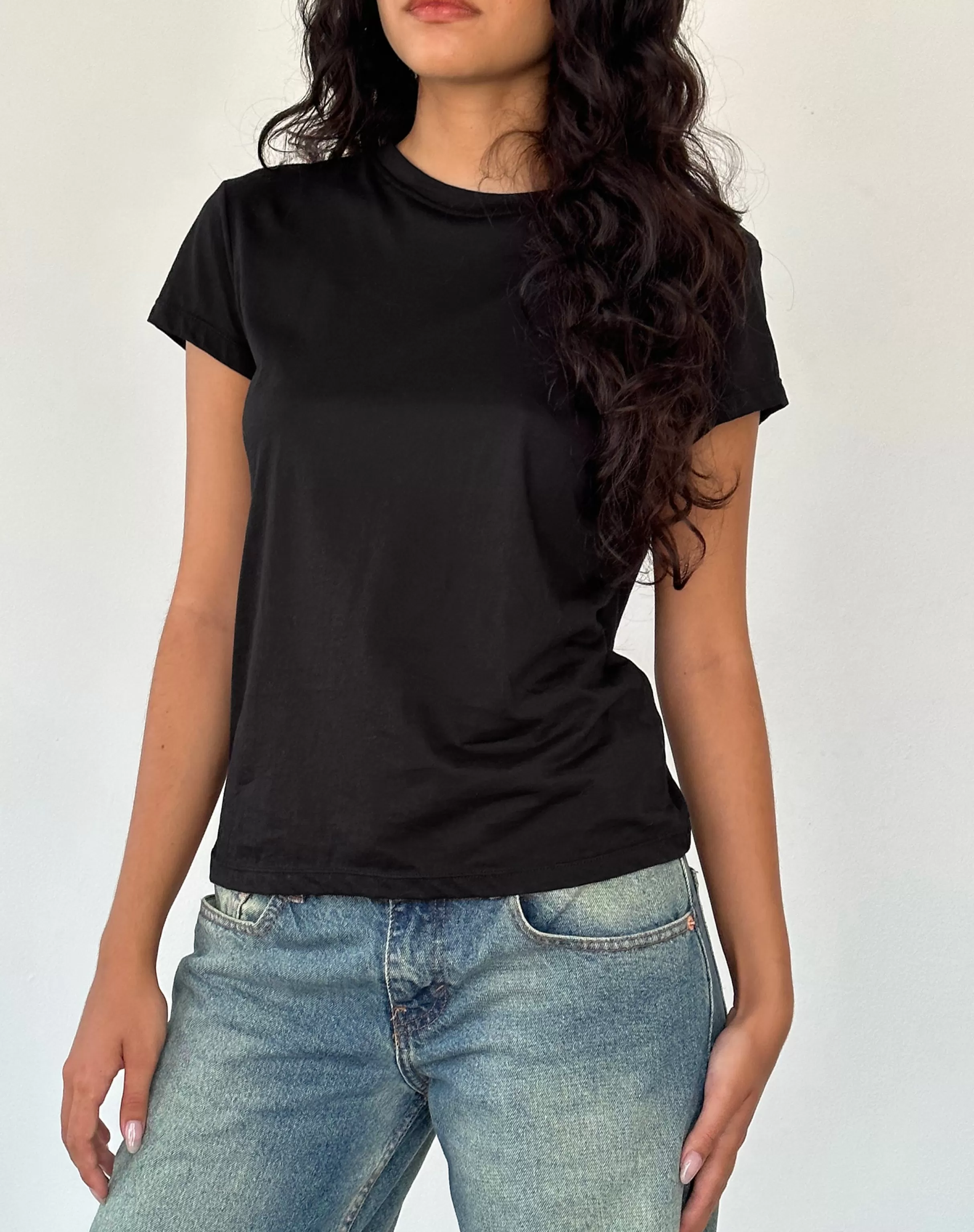 Store Clio Baggy Tee In Black Tissue Jersey TEES
