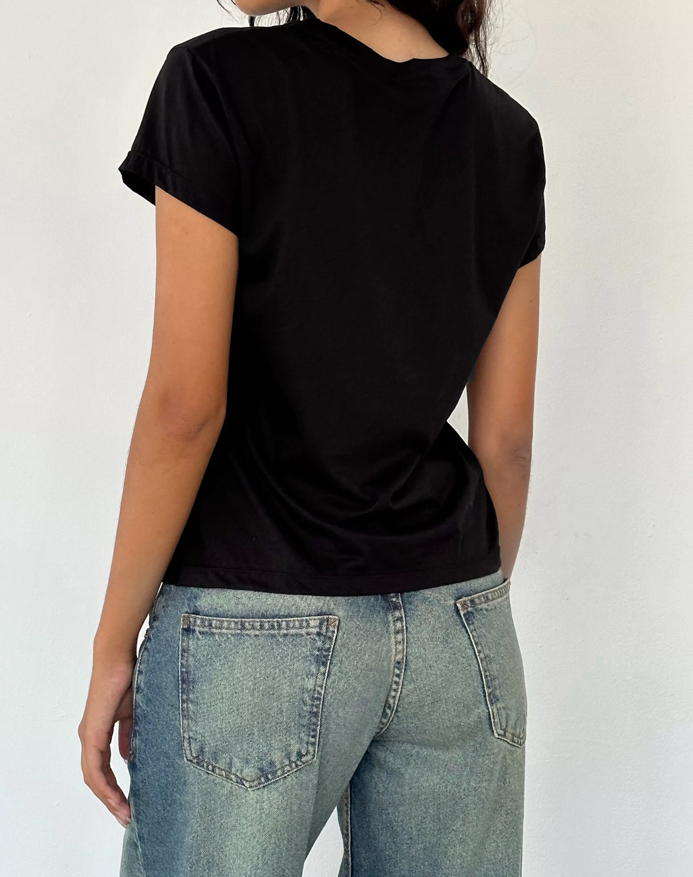 Store Clio Baggy Tee In Black Tissue Jersey TEES