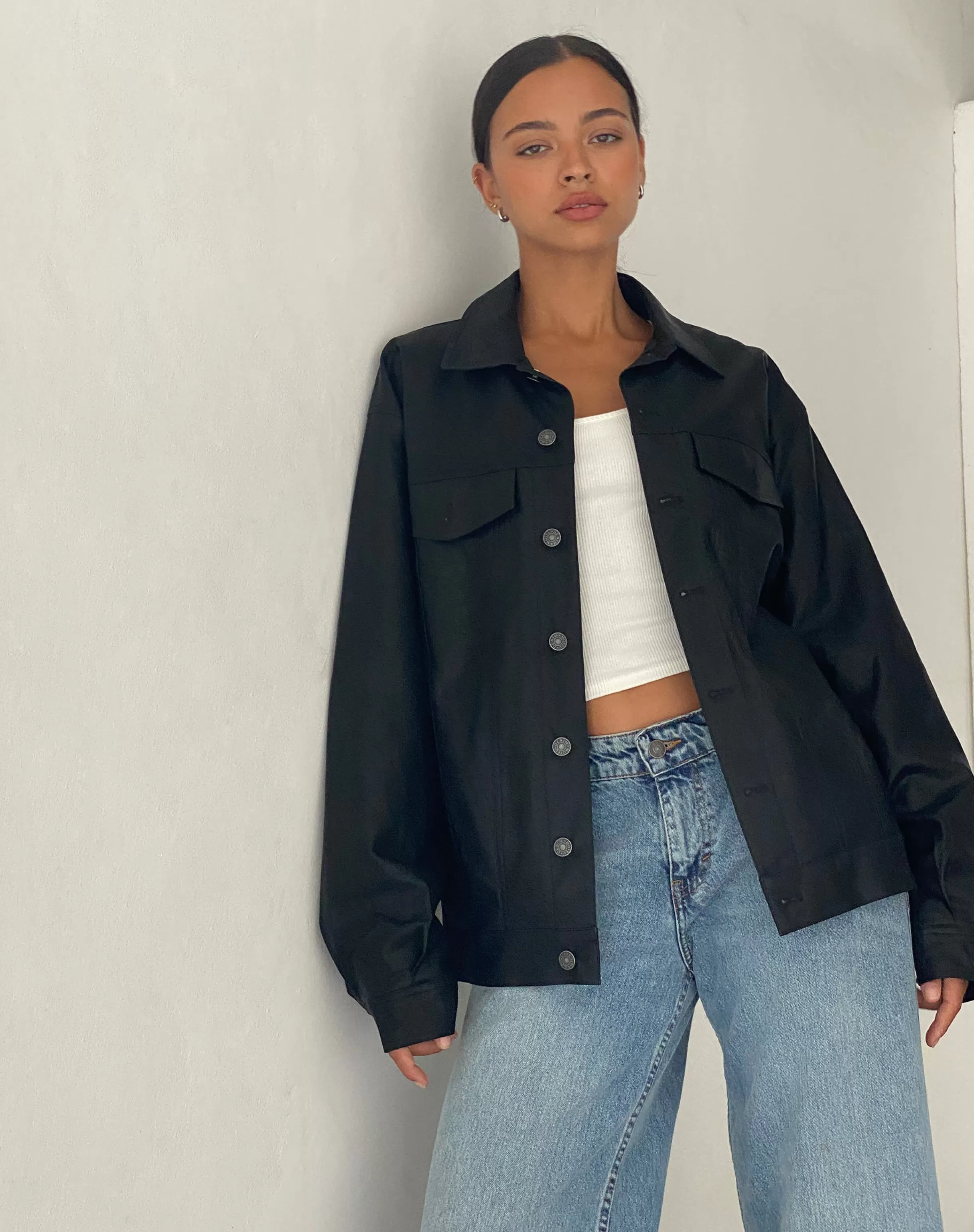 Discount Colleen Oversized Jacket In PU Black SALE COATS & JACKETS | PU JACKETS