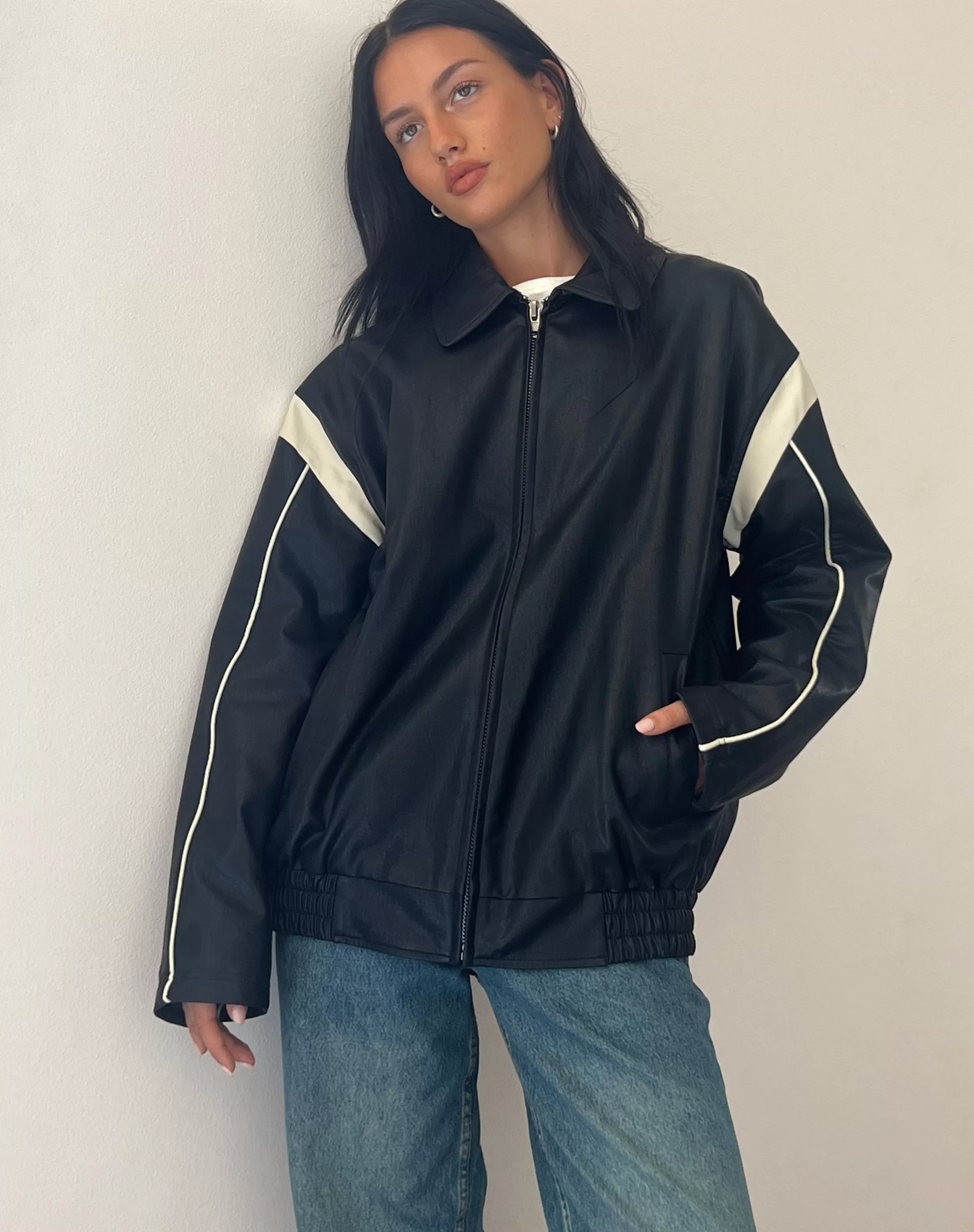 Best Sale Corvina PU Jacket In Black With Ivory PU JACKETS | JACKETS