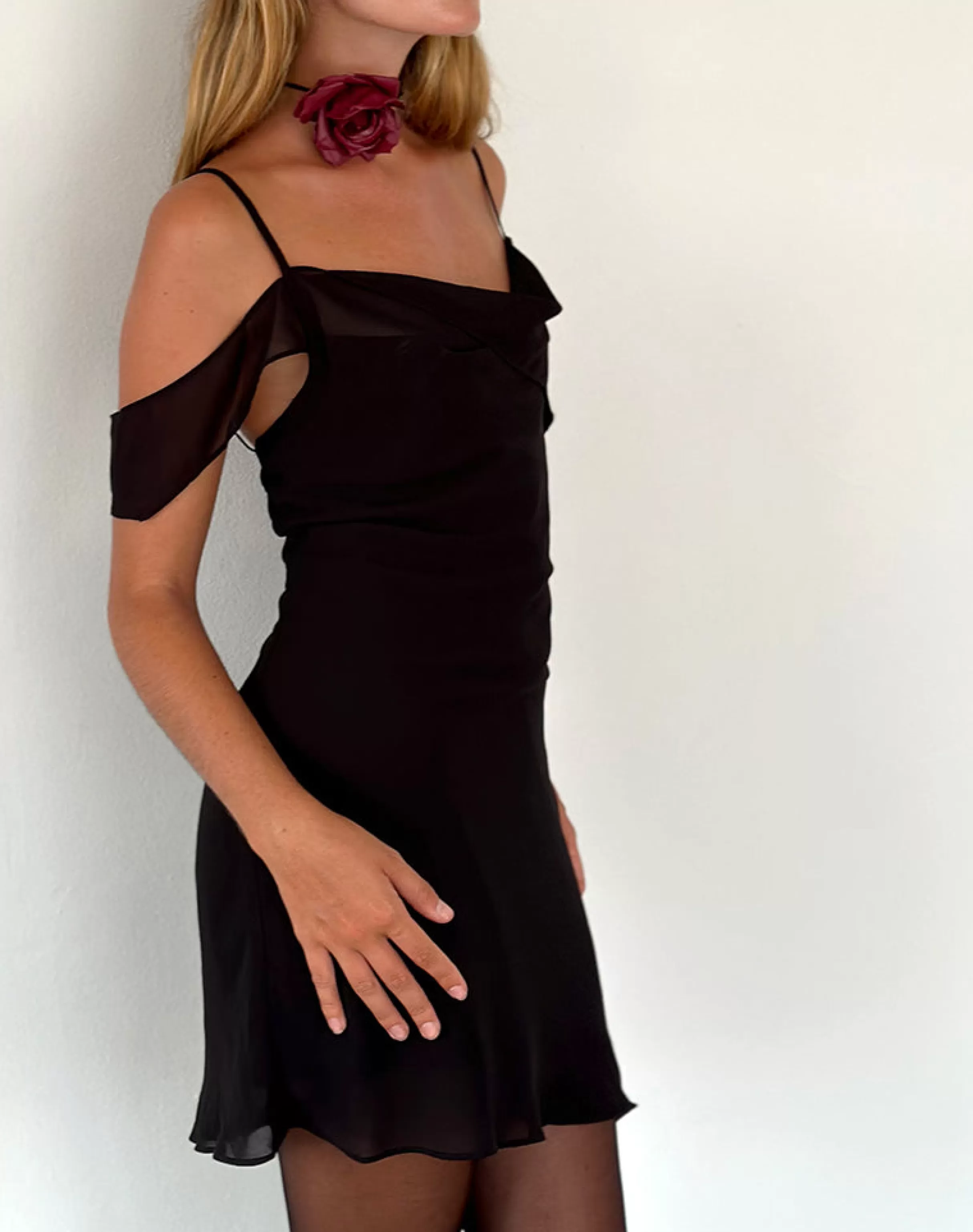 Store Damia Mini Dress In Chiffon Black PARTY DRESSES | LITTLE BLACK DRESSES