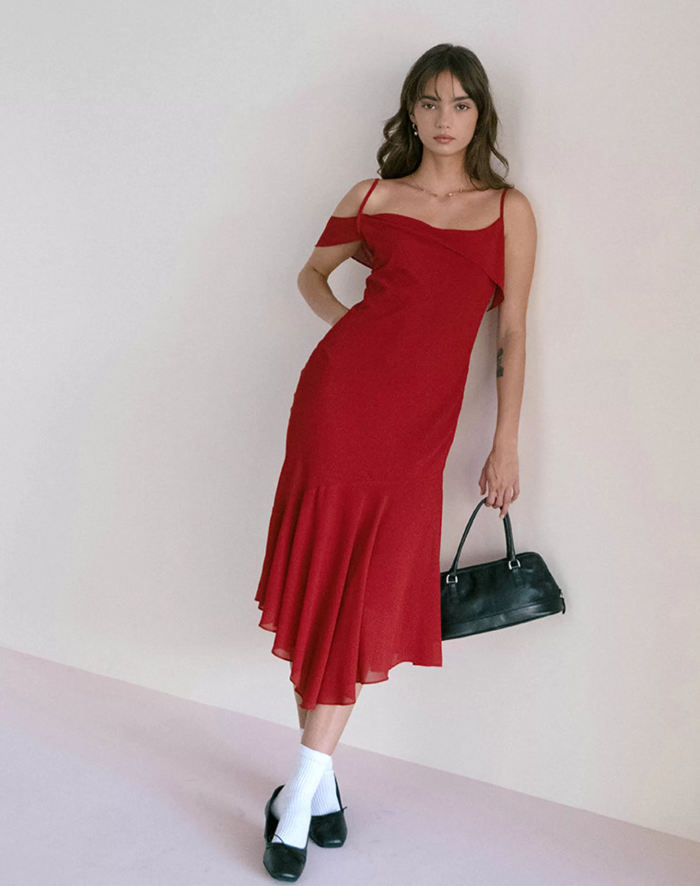 Hot Dansya Midi Chiffon Dress In MIDI DRESSES