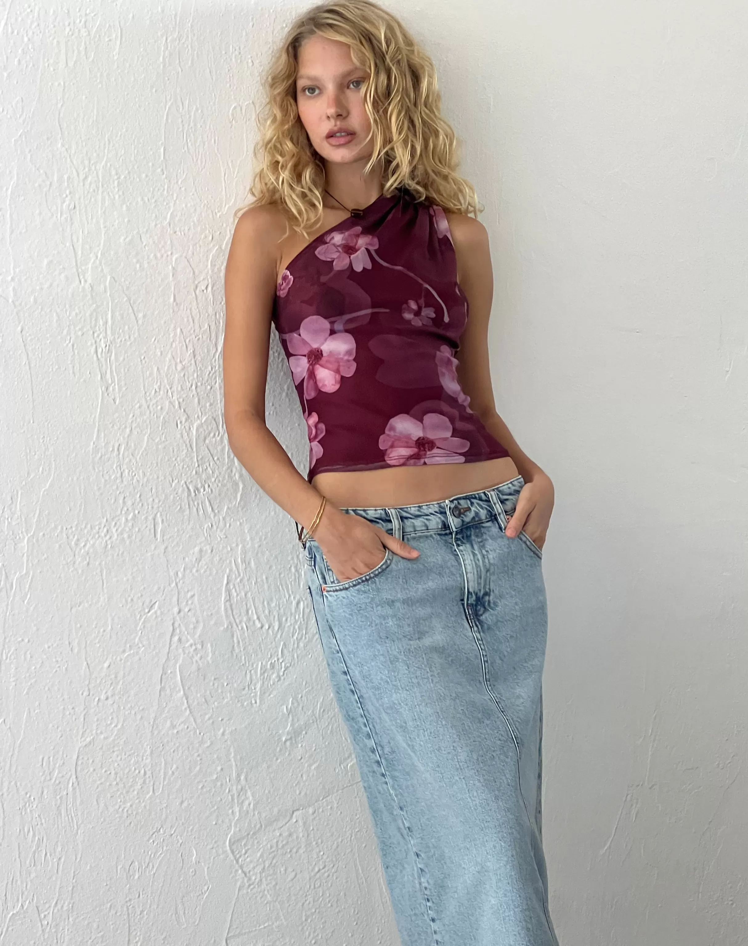 New Derse One Shoulder Mesh Top In GOING OUT TOPS | PRINTED TOPS