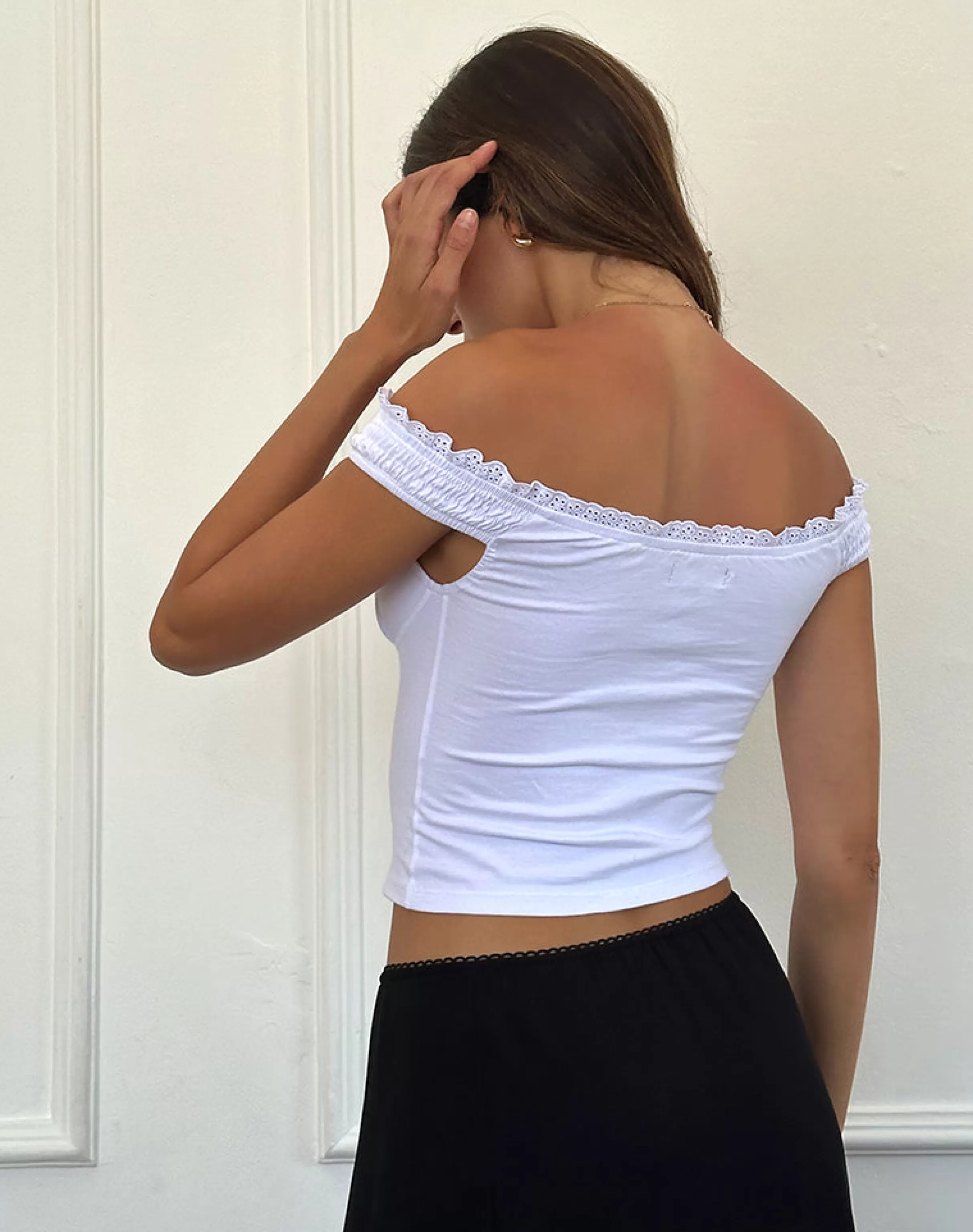 Shop Dovica Lace Trim Corset Top In White GOING OUT TOPS | CROP TOPS