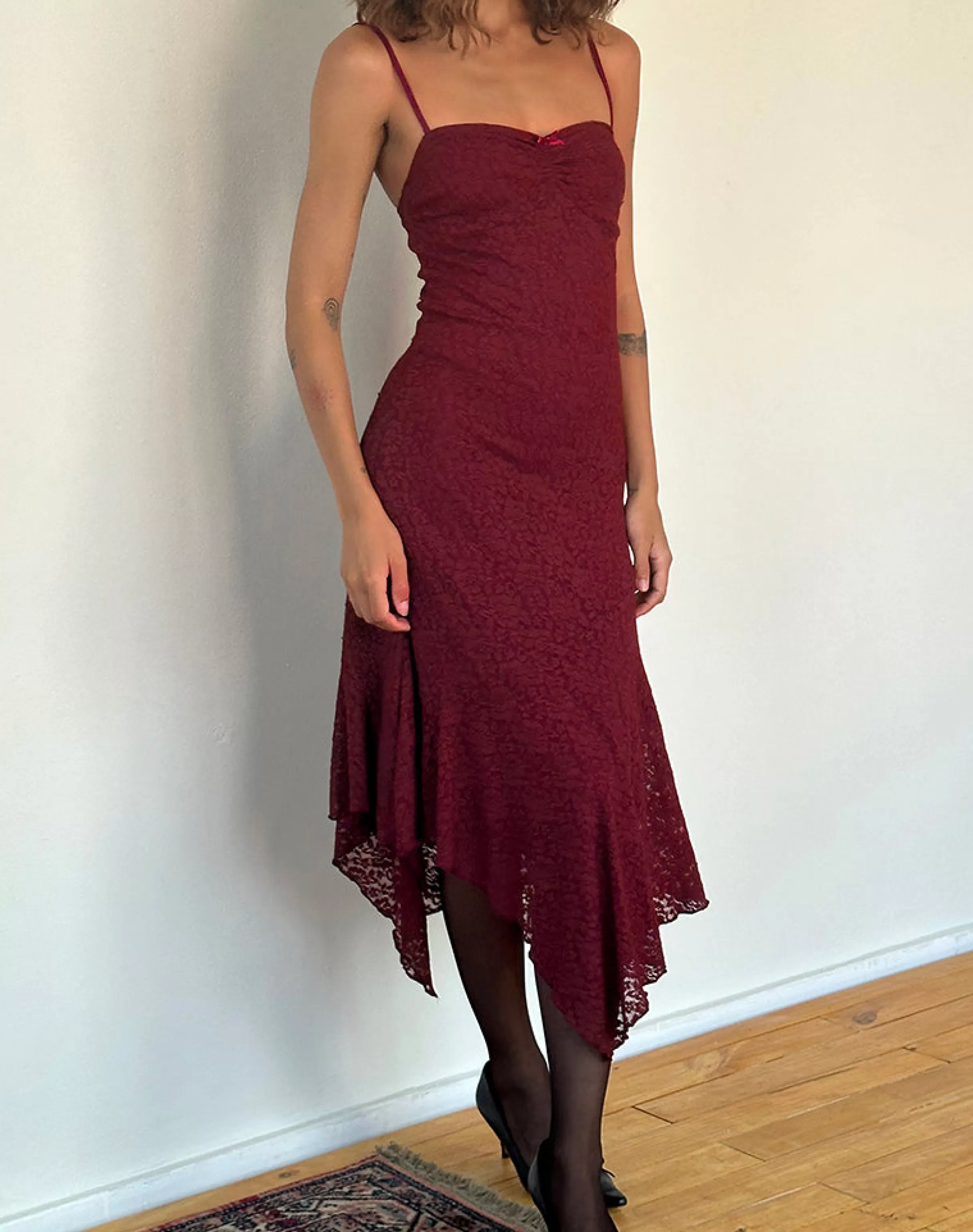 Shop Drusilla Midi Dress In Rose Lace Burgundy BODYCON DRESSES | MIDI DRESSES