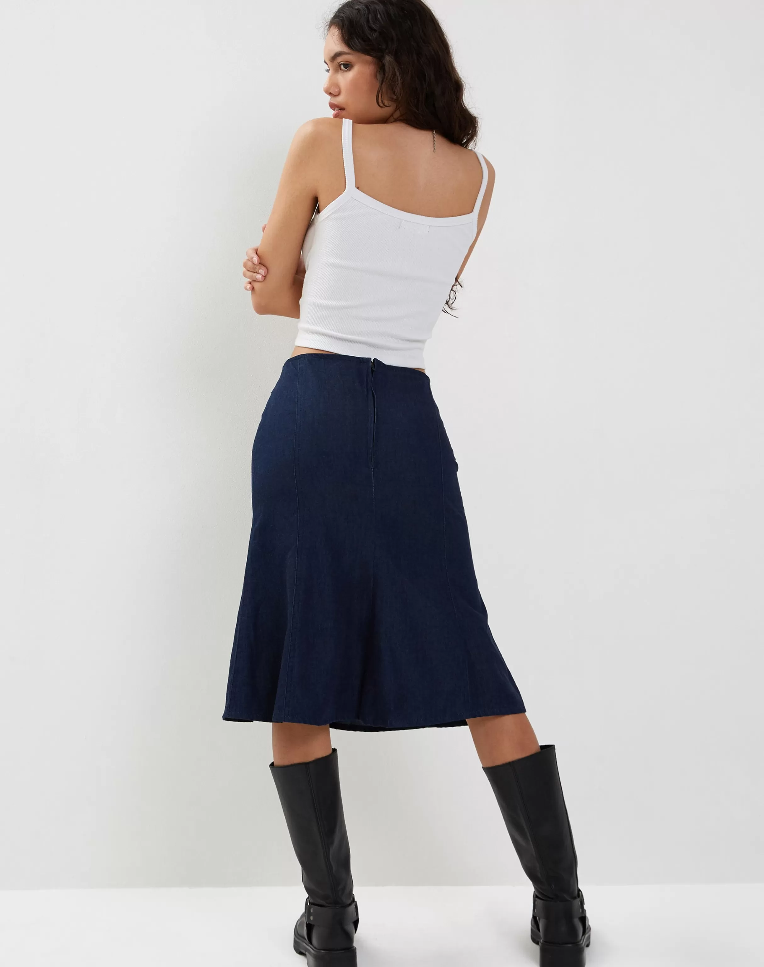 Discount Eames Midi Skirt In Denim Indigo Blue SALE SKIRTS | MIDI SKIRTS