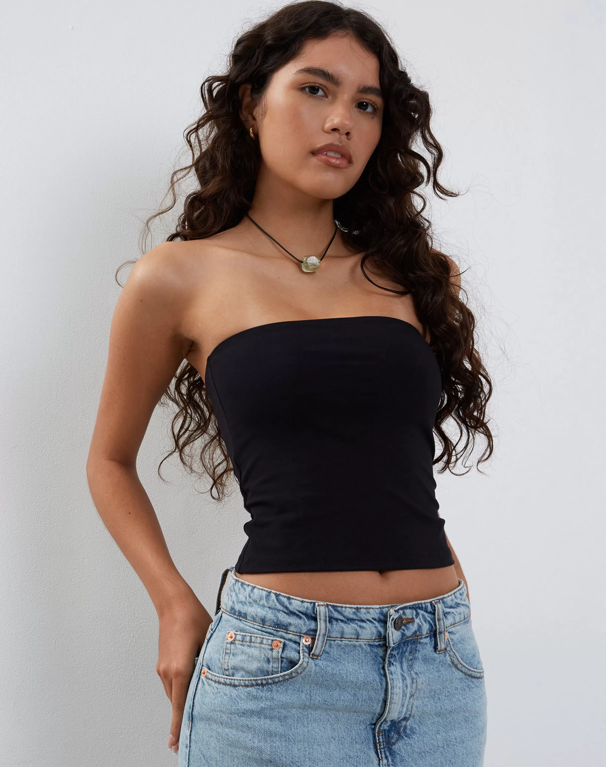 Cheap Elia Heavy Lycra Bandeau Top In Lycra Black BANDEAU TOPS