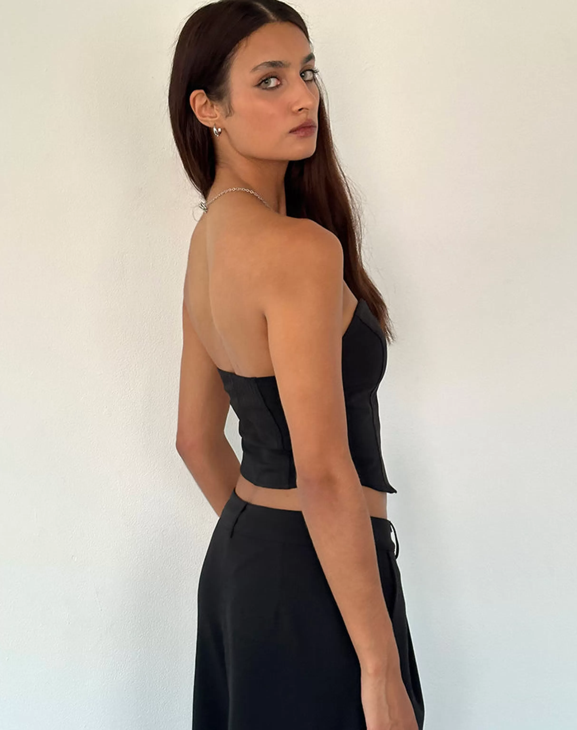 Clearance Elita Hook And Eye Corset Top In Black SALE TOPS | CORSET TOPS