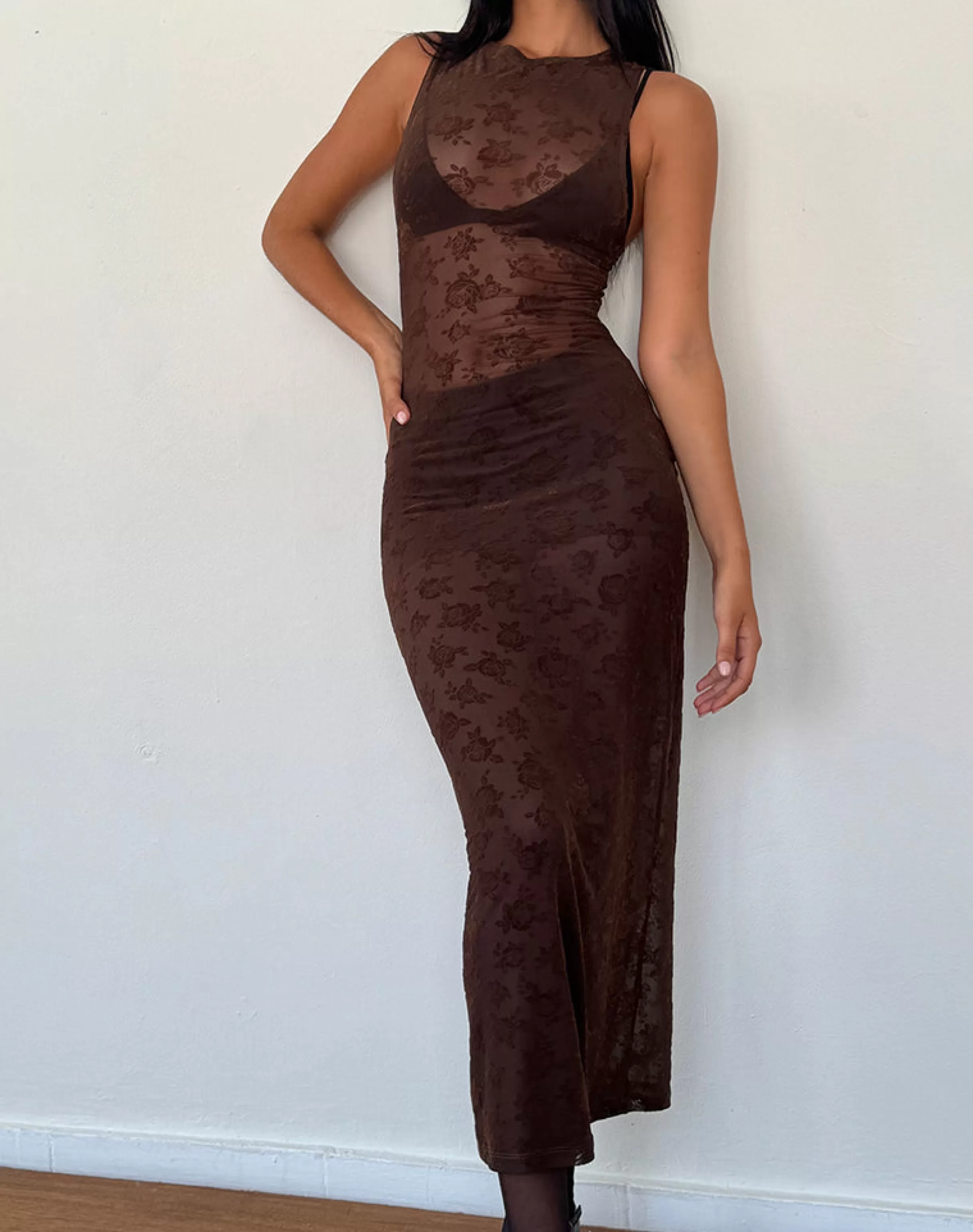 Hot Florian Romantic Rose Midi Dress In PRINTED DRESSES | BODYCON DRESSES