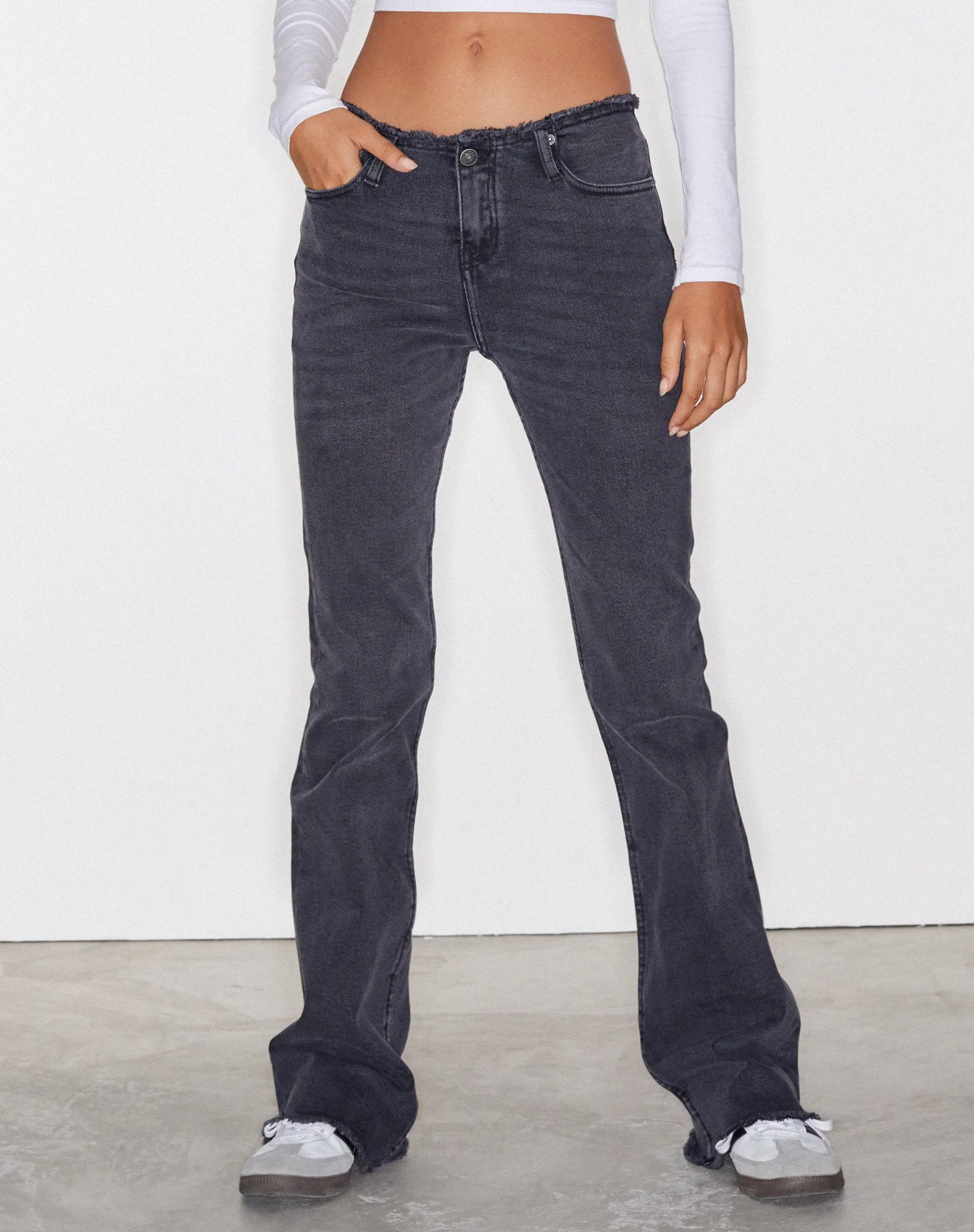 Hot Frayed Low Rise Jeans In SALE DENIM | LOW RISE JEANS