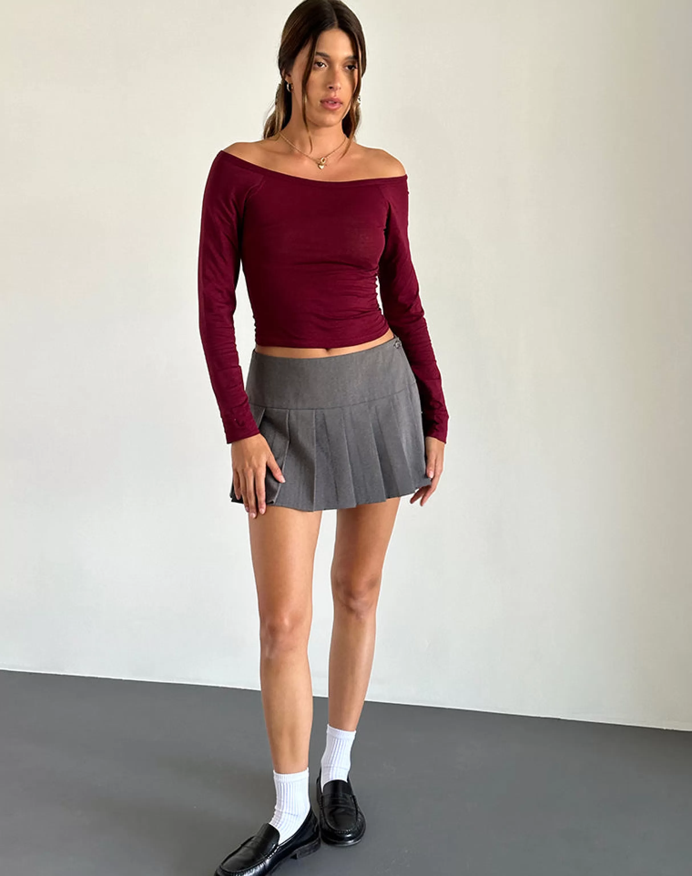 Cheap Gavya Bardot Long Sleeve Top In BASICS | BASIC TOPS