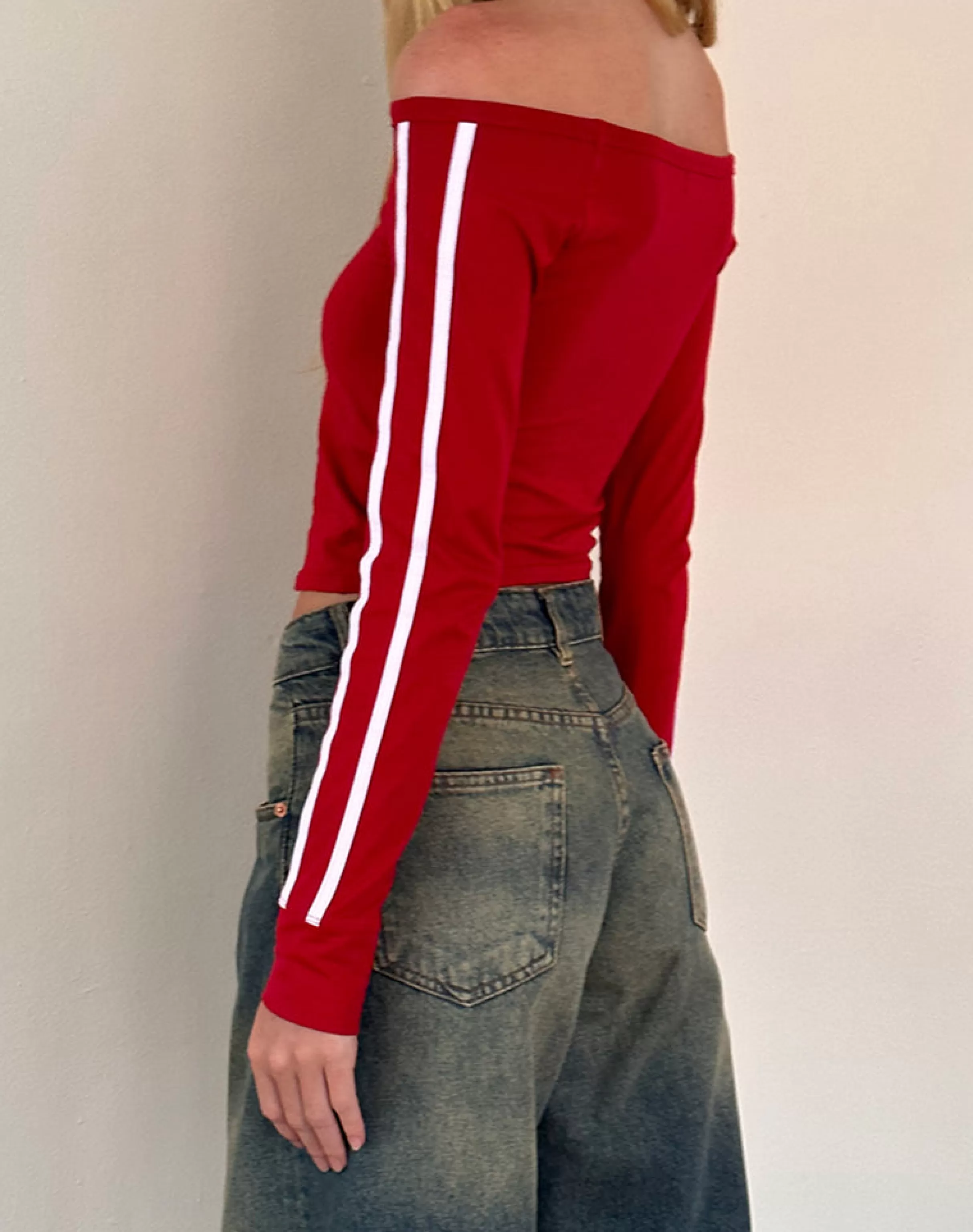 Online Gavya Long Sleeve Bardot Top In PRINTED TOPS
