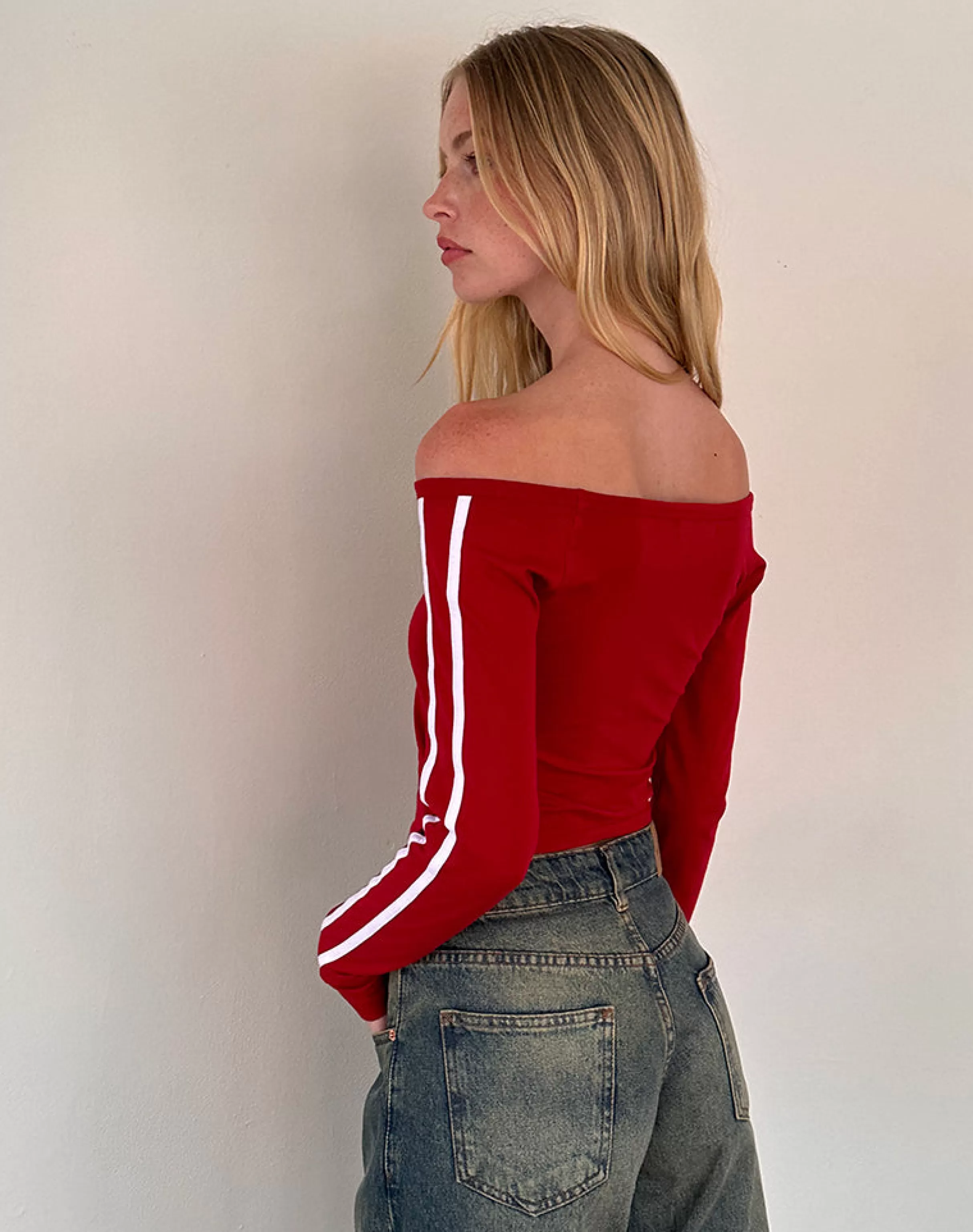 Online Gavya Long Sleeve Bardot Top In PRINTED TOPS