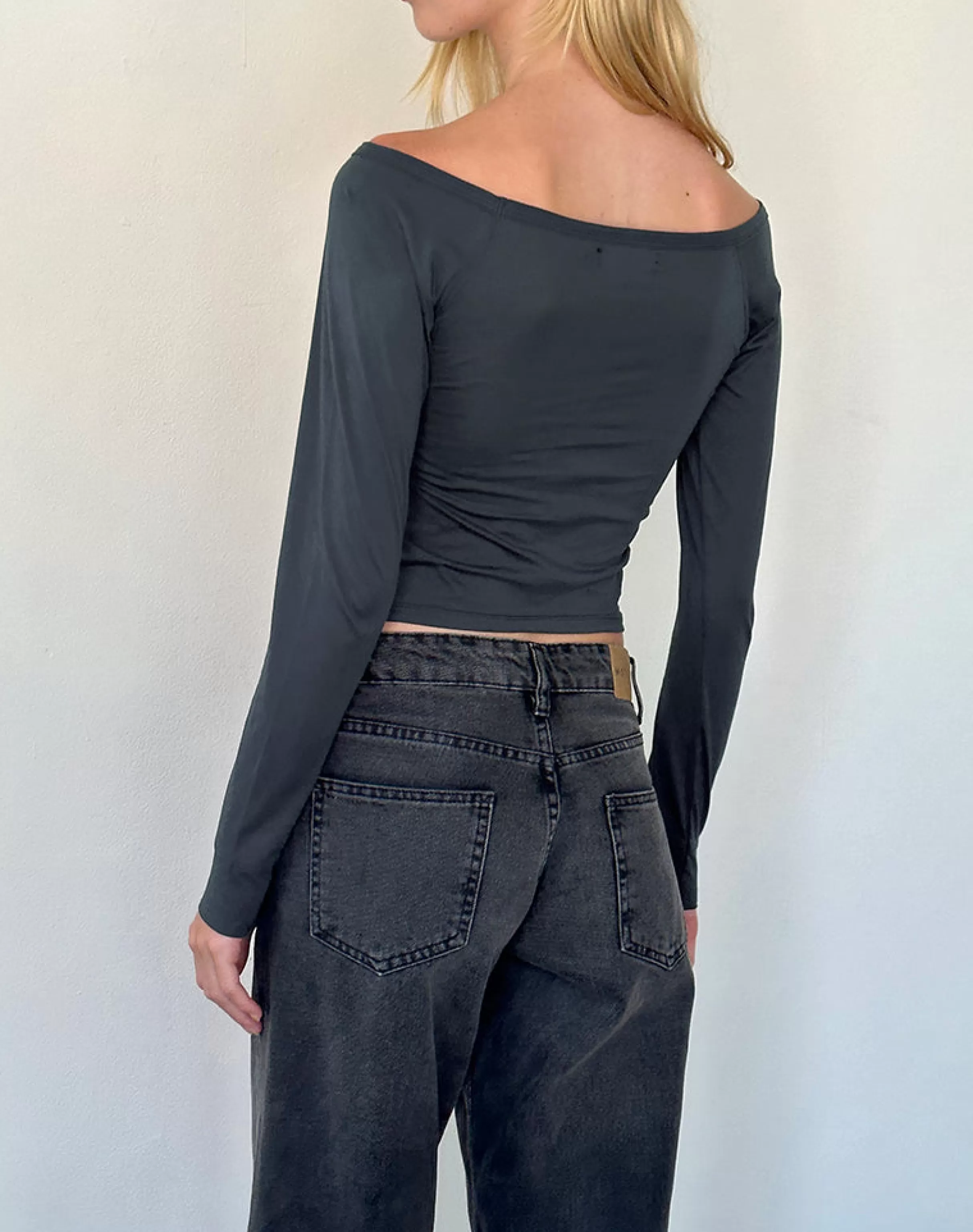 Cheap Gavya Long Sleeve Bardot Top In BASICS | CROP TOPS