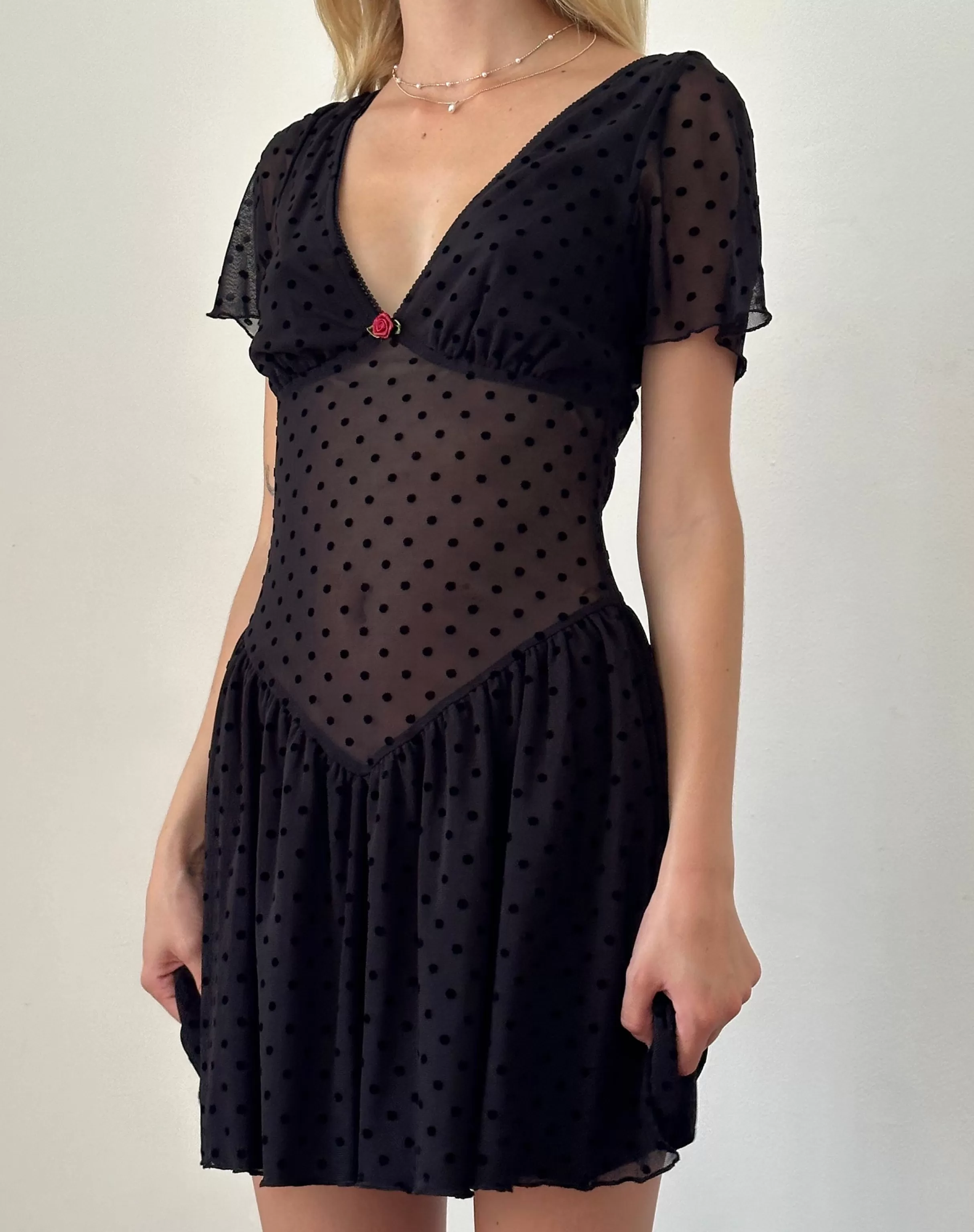 New Geni Mini Dress In Polka Black Flock SALE DRESSES | PRINTED DRESSES
